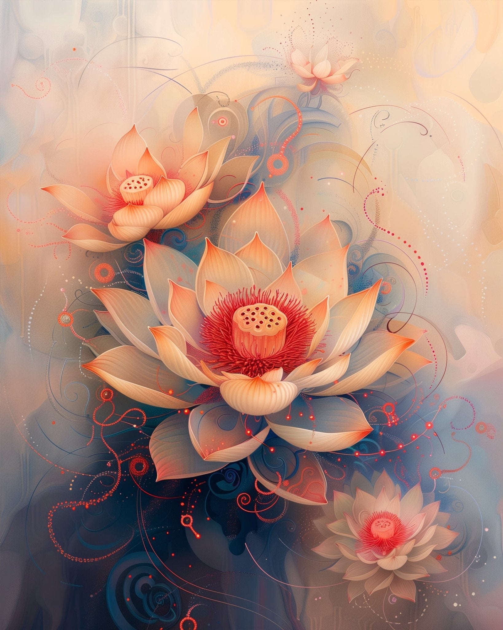 Fixed paint by number kit, 24 colors, 12x16in. Lotus blossoms with intricate patterns. Explore stress relief and mindfulness.