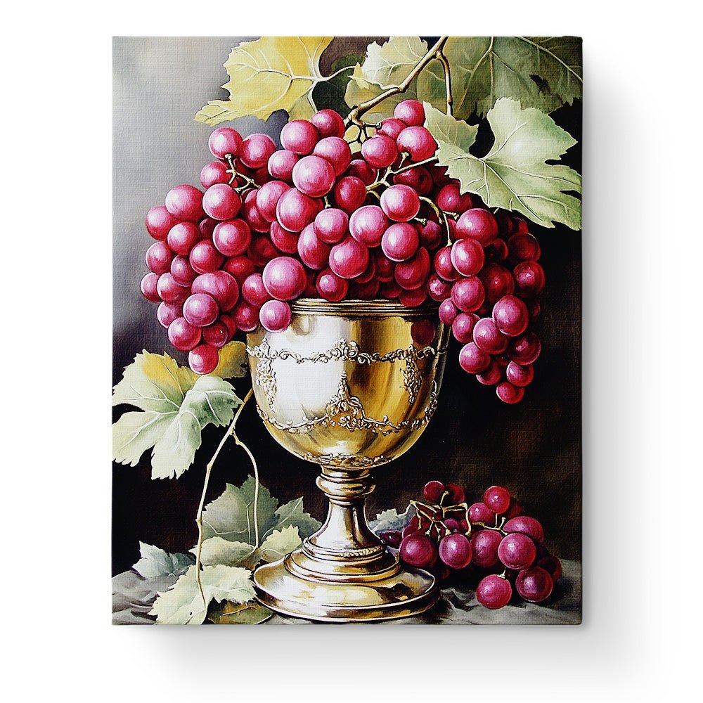 Lush Grapes in Silver Chalice - Still Life - BestPaintByNumbers - Paint by Numbers Custom Kit