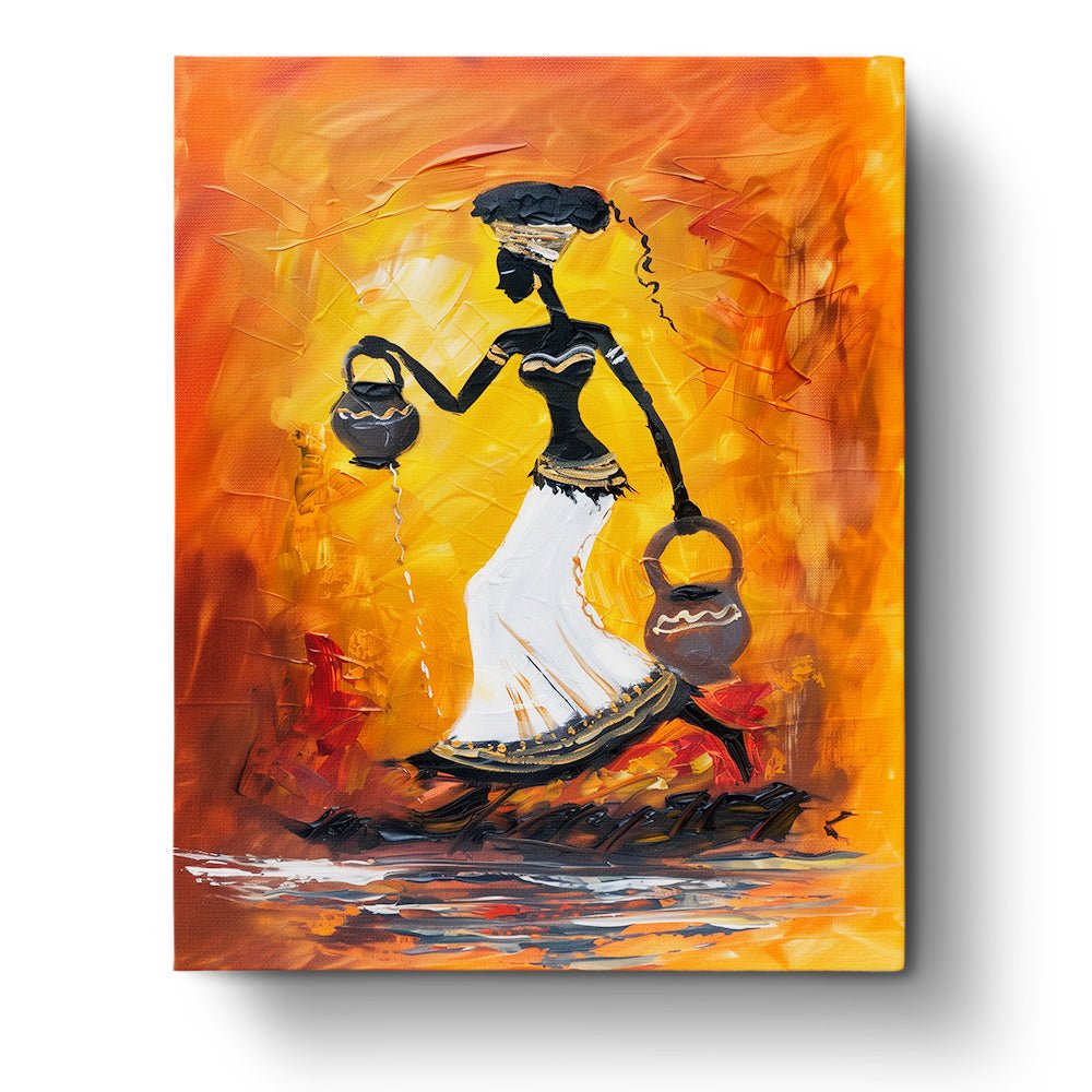 Majestic African Woman with Jugs - BestPaintByNumbers - Paint by Numbers Custom Kit