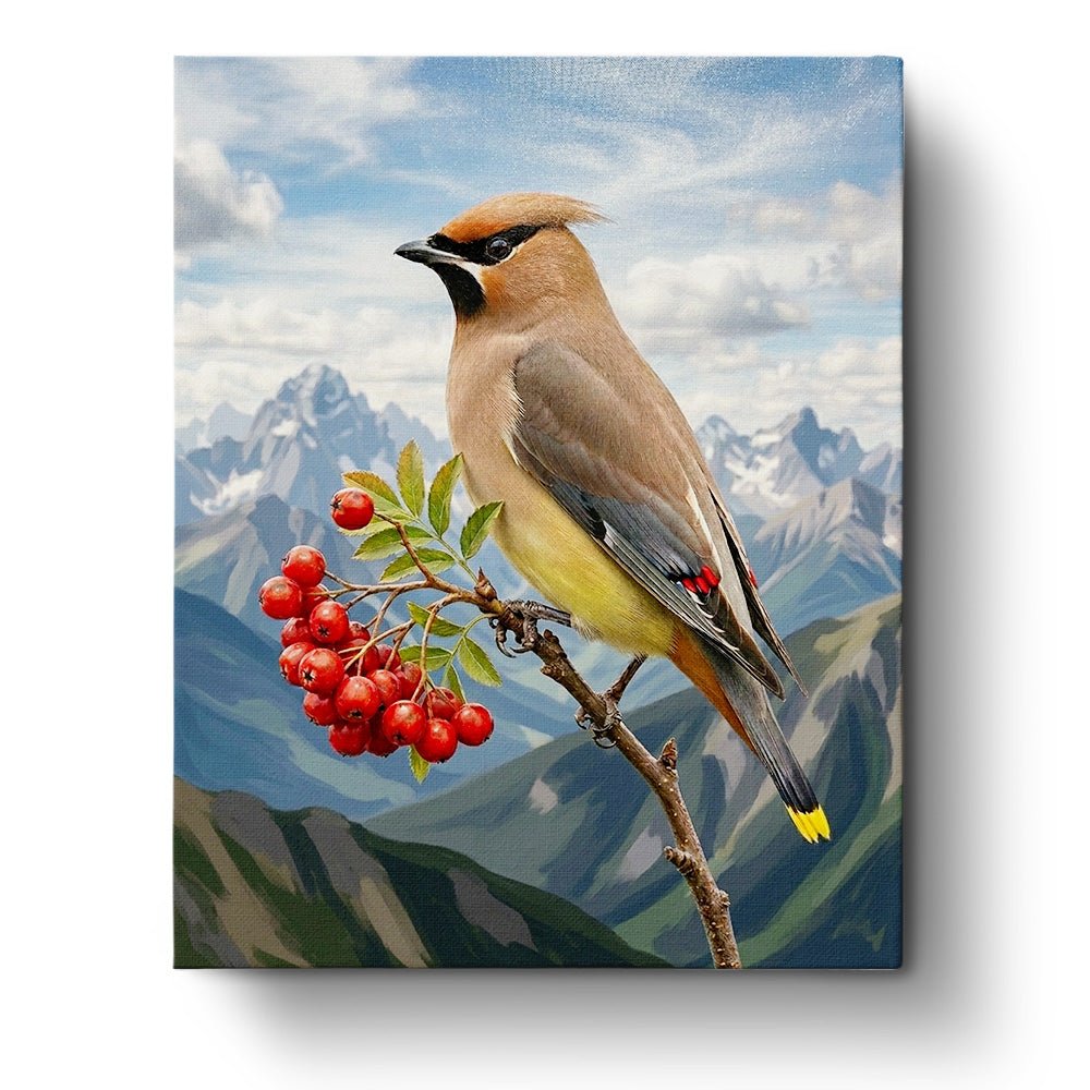 Majestic Bird with Berries - Animals - BestPaintByNumbers - Paint by Numbers Custom Kit