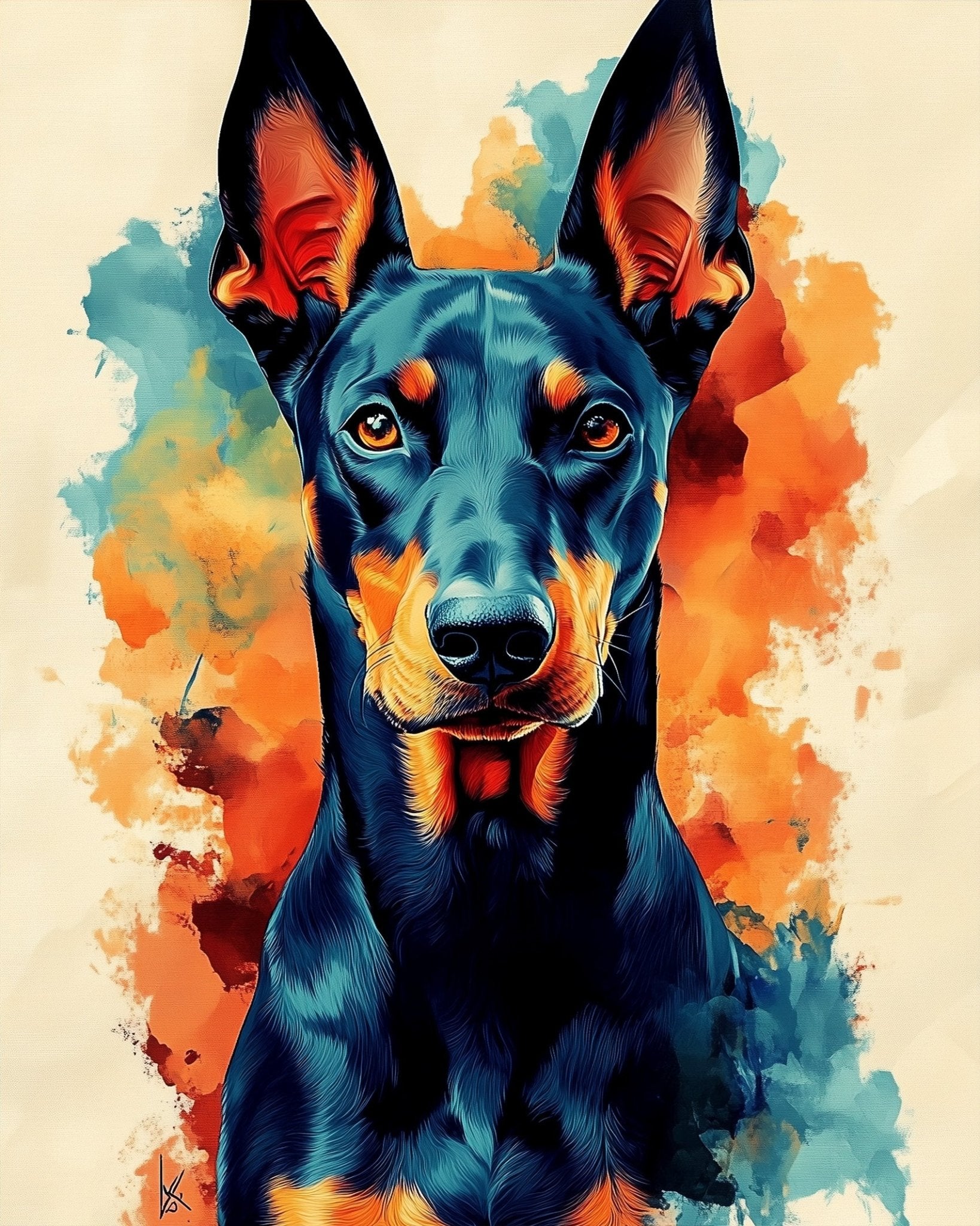 Majestic Doberman Portrait - Dogs - BestPaintByNumbers - Paint by Numbers Custom Kit