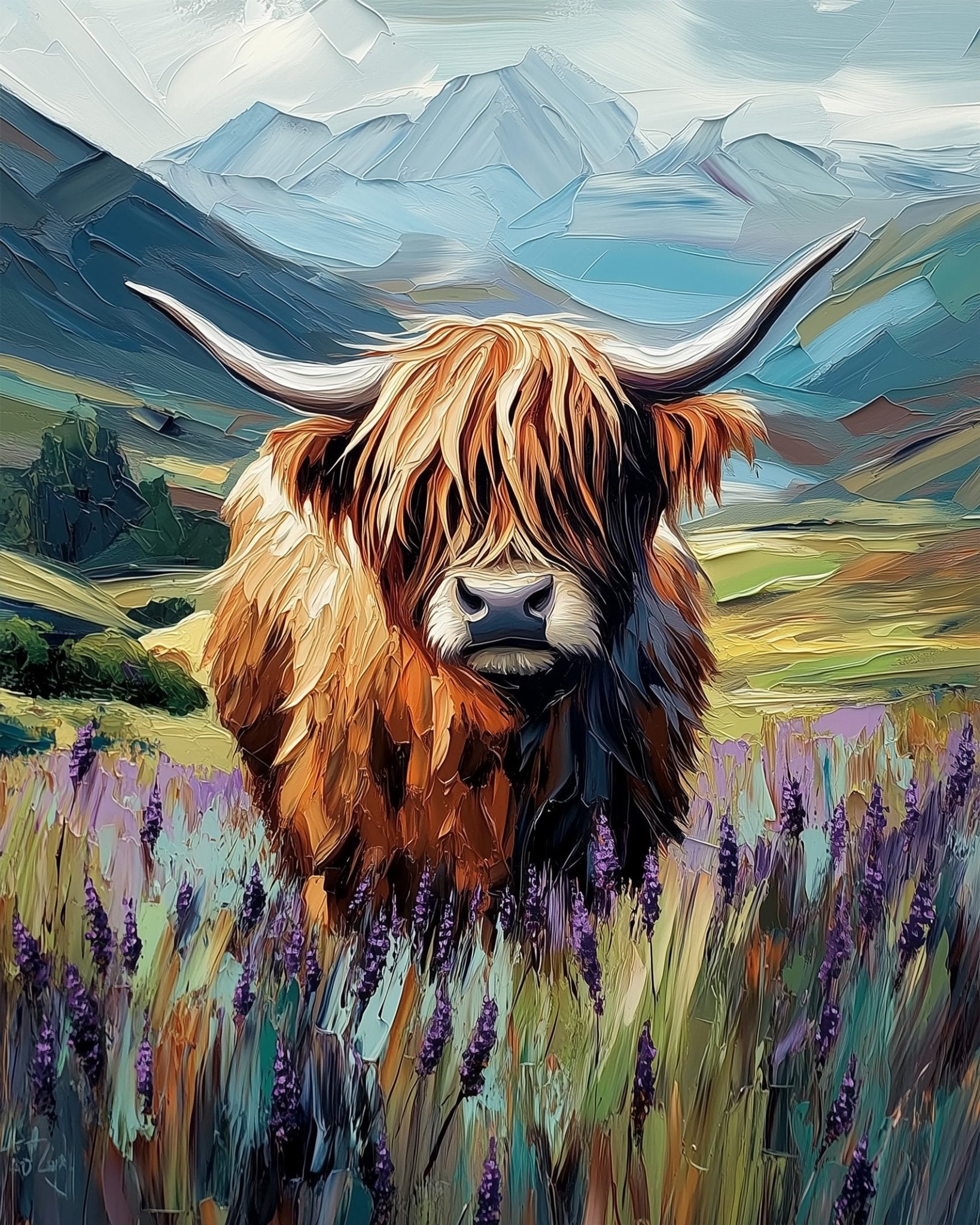 Majestic Highland Cow - Animals - BestPaintByNumbers - Paint by Numbers Custom Kit