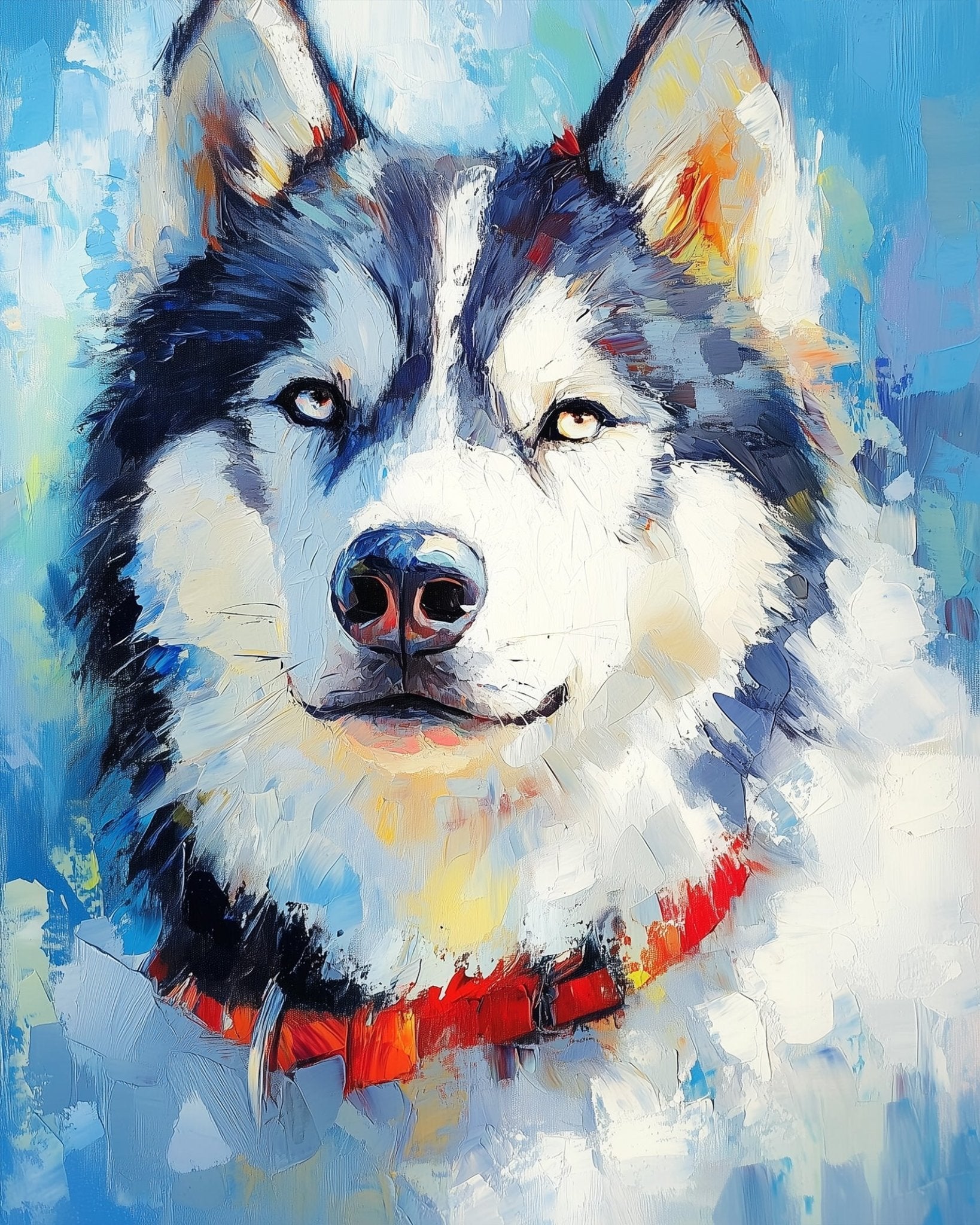 Majestic Husky Portrait - Animals - BestPaintByNumbers - Paint by Numbers Custom Kit