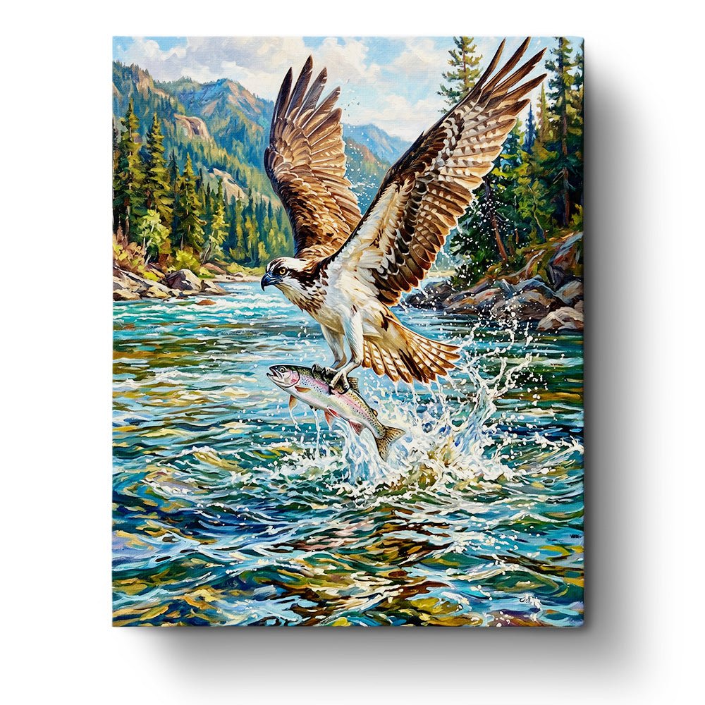 Majestic Osprey Over River - Animals - BestPaintByNumbers - Paint by Numbers Custom Kit