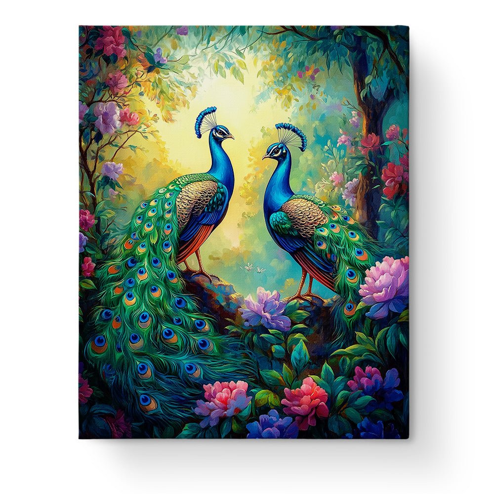 Majestic Peacocks in Bloom - Animals - BestPaintByNumbers - Paint by Numbers Custom Kit