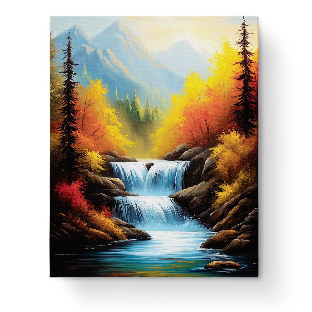 Majestic Waterfall in Autumn - Landscape - BestPaintByNumbers - Paint by Numbers Custom Kit