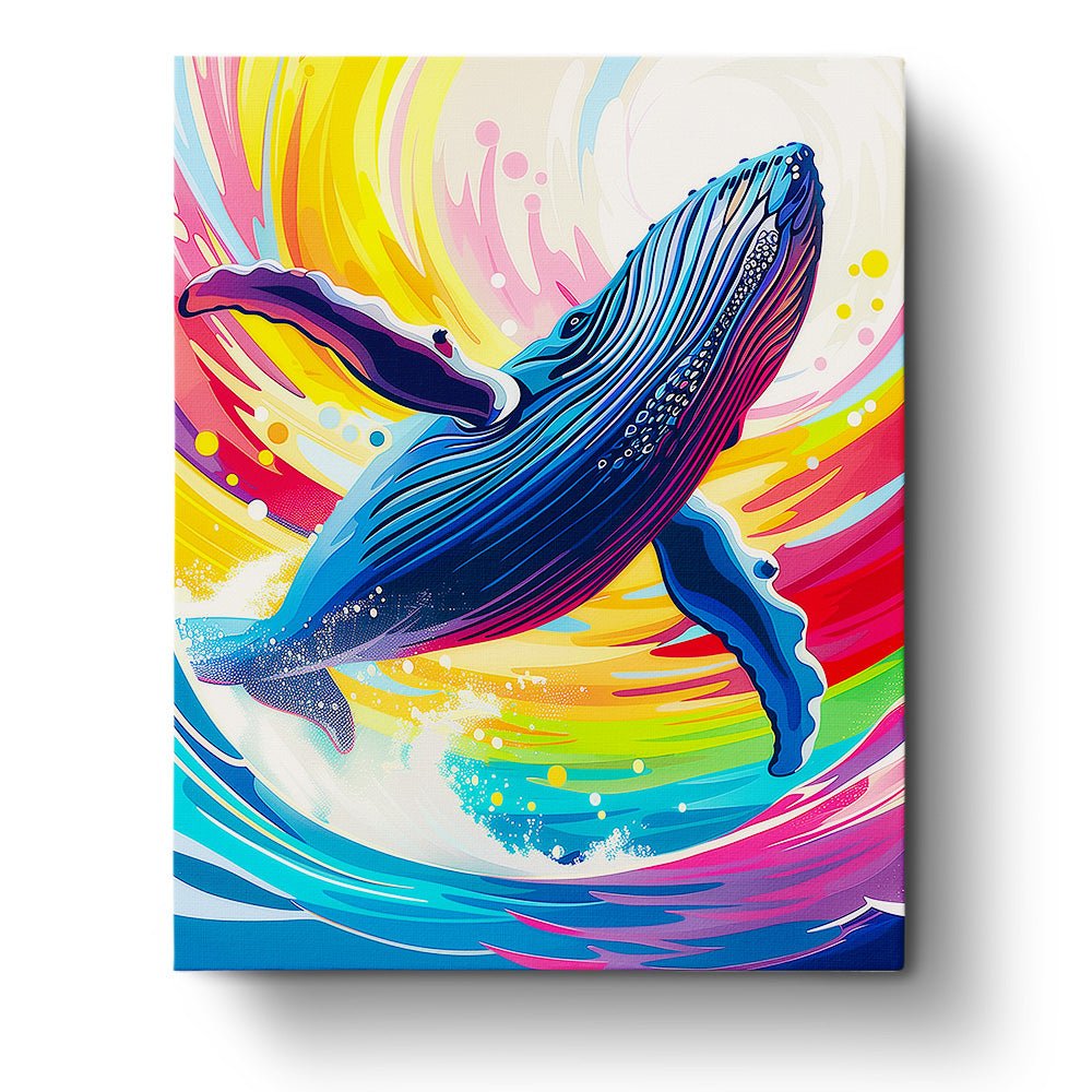 Majestic Whale Splash - Abstract Animals - BestPaintByNumbers - Paint by Numbers Custom Kit