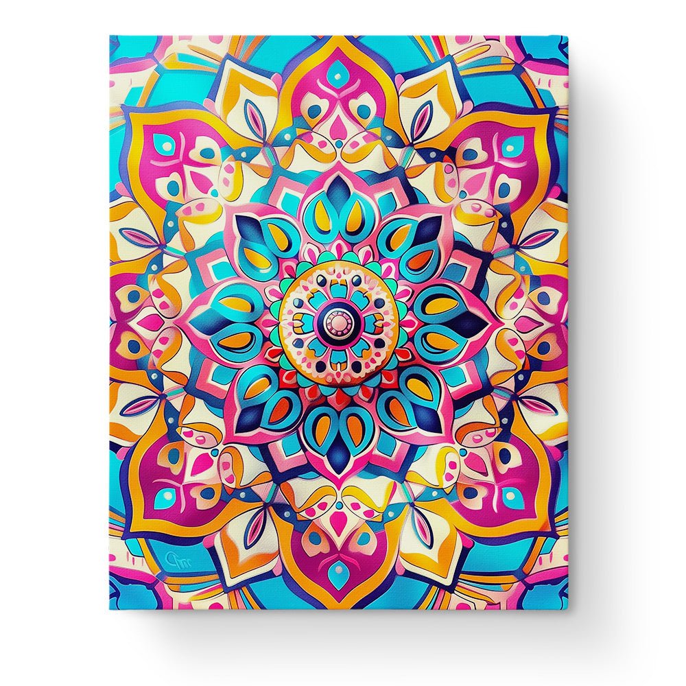 Fixed paint by numbers kit, 24 colors. Intricate mandala pattern for relaxation. Ideal for stress relief.