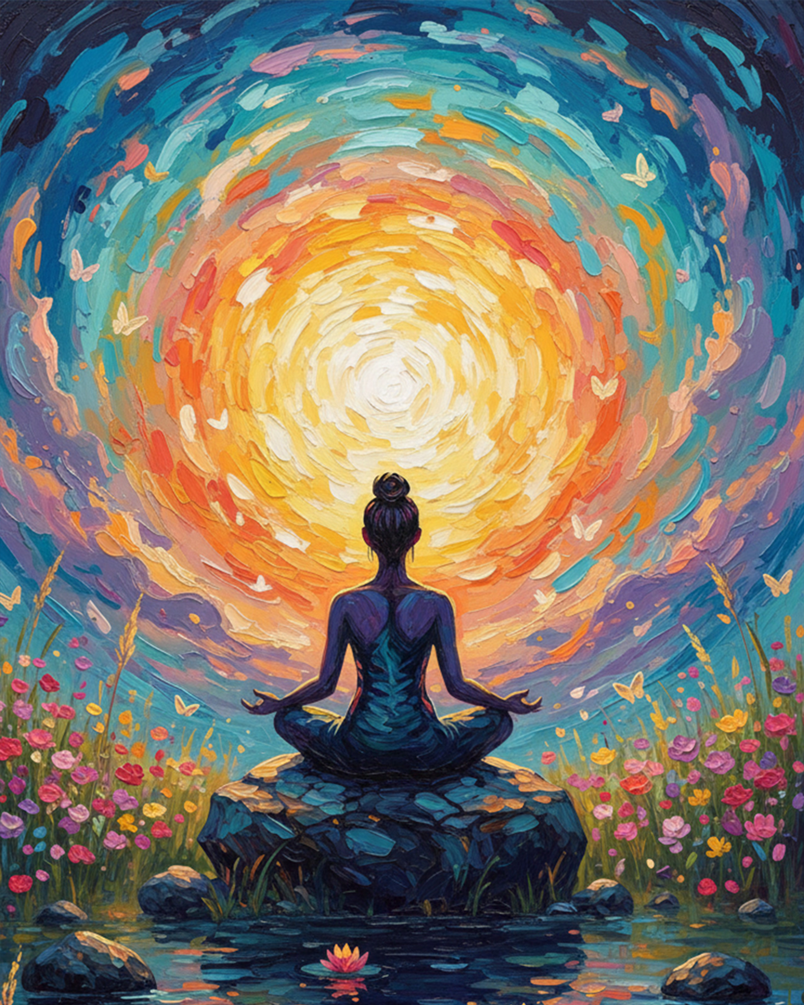 Meditative Lotus Serenity - PeacefulMoments - BestPaintByNumbers - Paint by Numbers Custom Kit