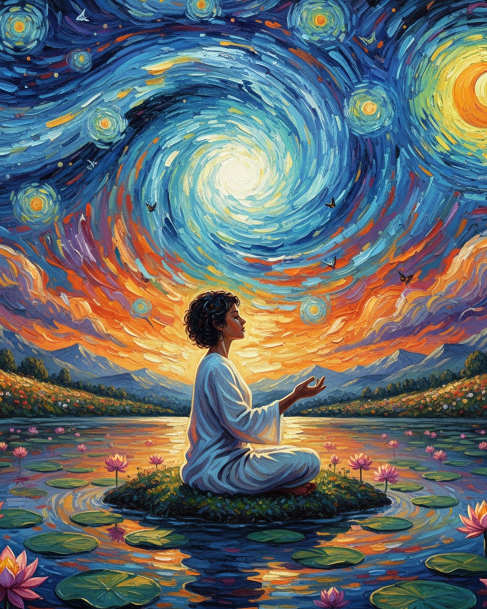 Meditative Starry Night - PeacefulMoments - BestPaintByNumbers - Paint by Numbers Custom Kit