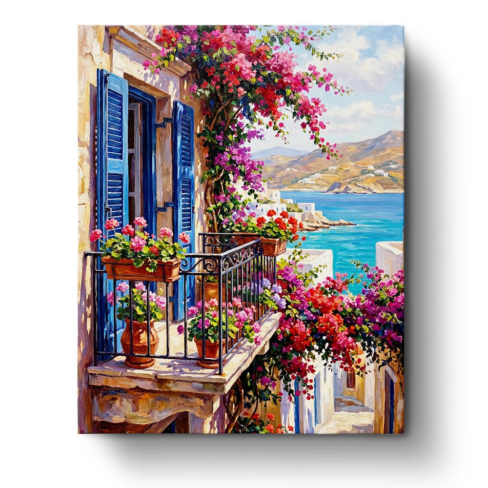 Mediterranean Balcony View - Places - BestPaintByNumbers - Paint by Numbers Custom Kit