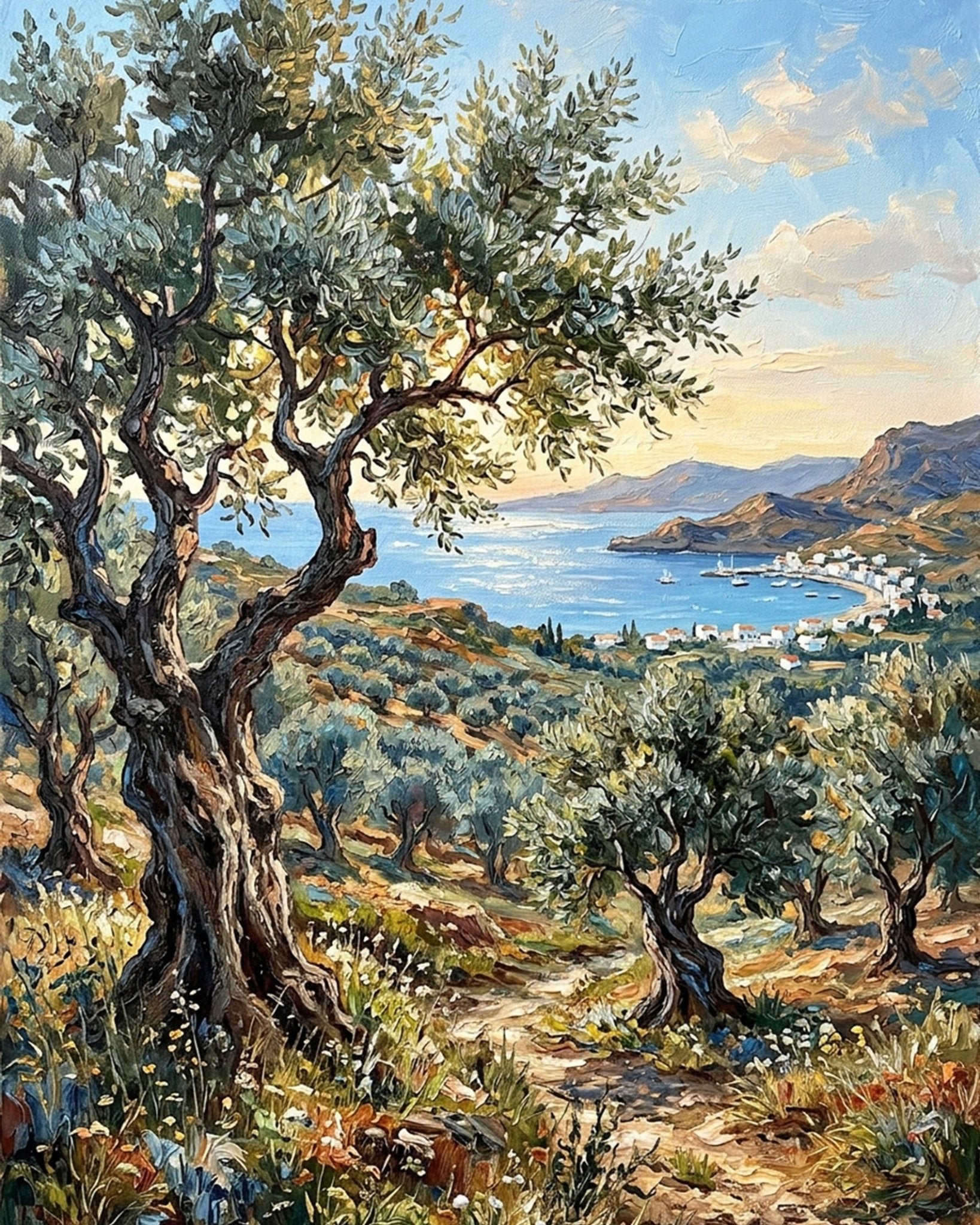 Mediterranean Coastal Vista - Places - BestPaintByNumbers - Paint by Numbers Custom Kit