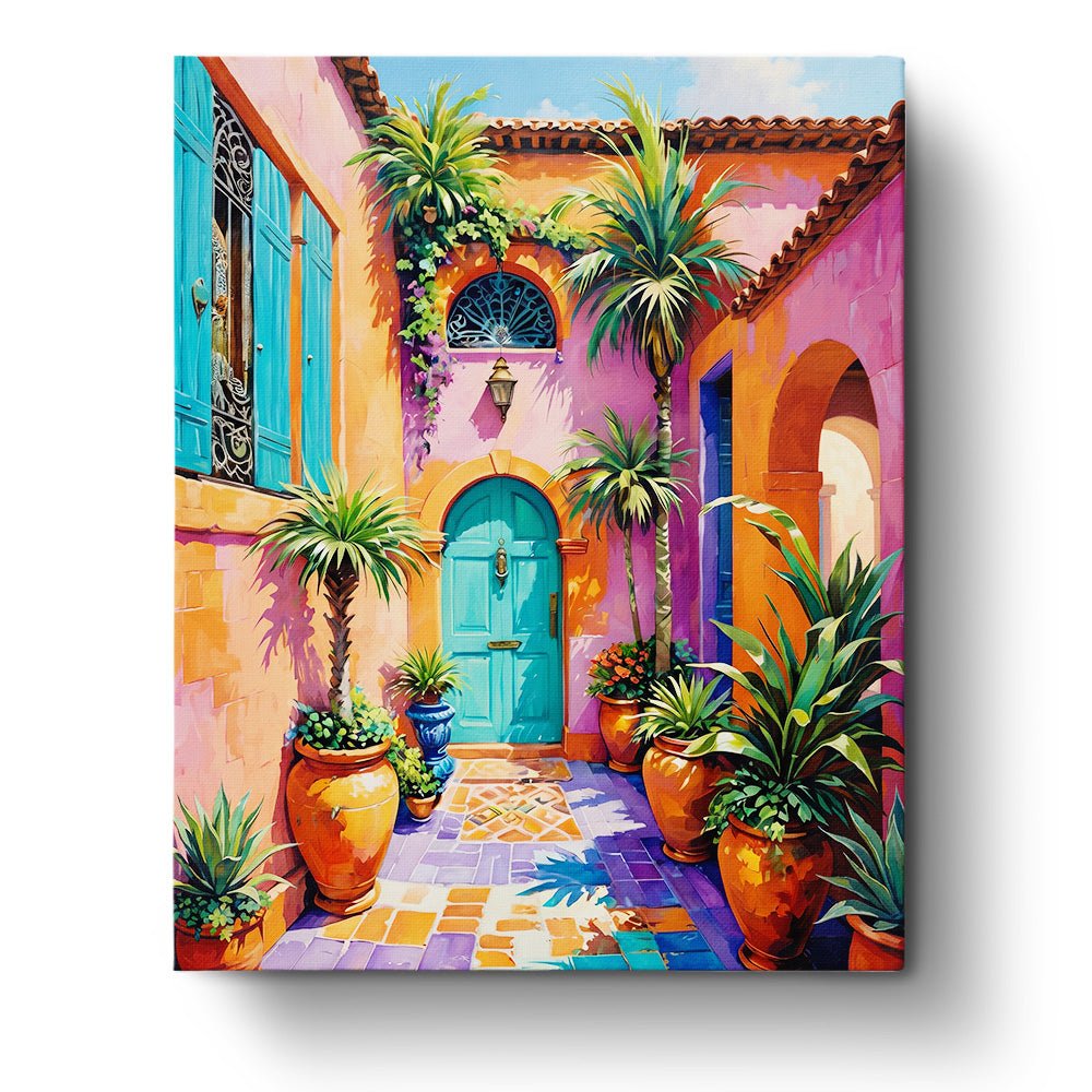 Mediterranean Courtyard Escape - Places - BestPaintByNumbers - Paint by Numbers Custom Kit