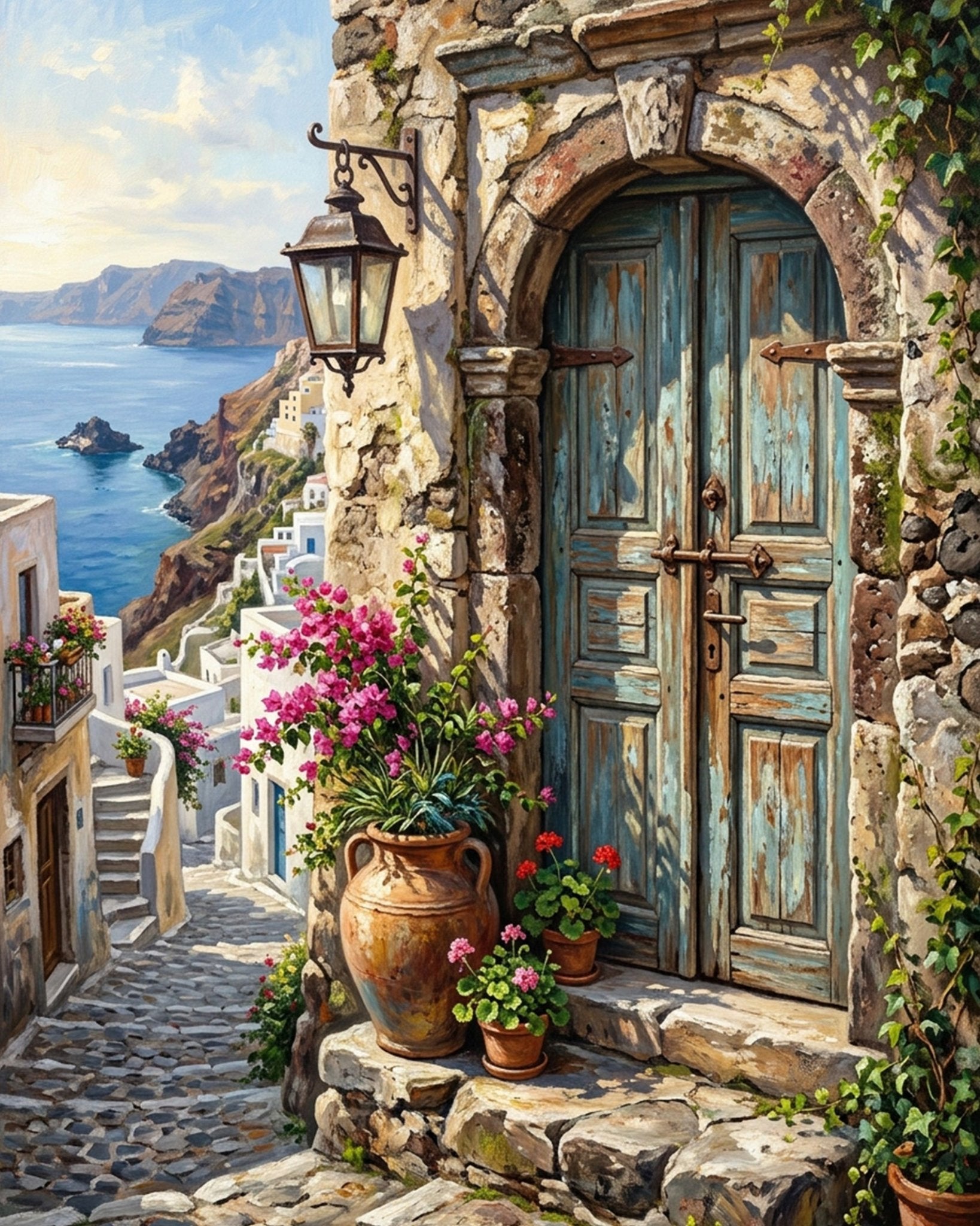 Mediterranean Doorway Escape - Places - BestPaintByNumbers - Paint by Numbers Custom Kit