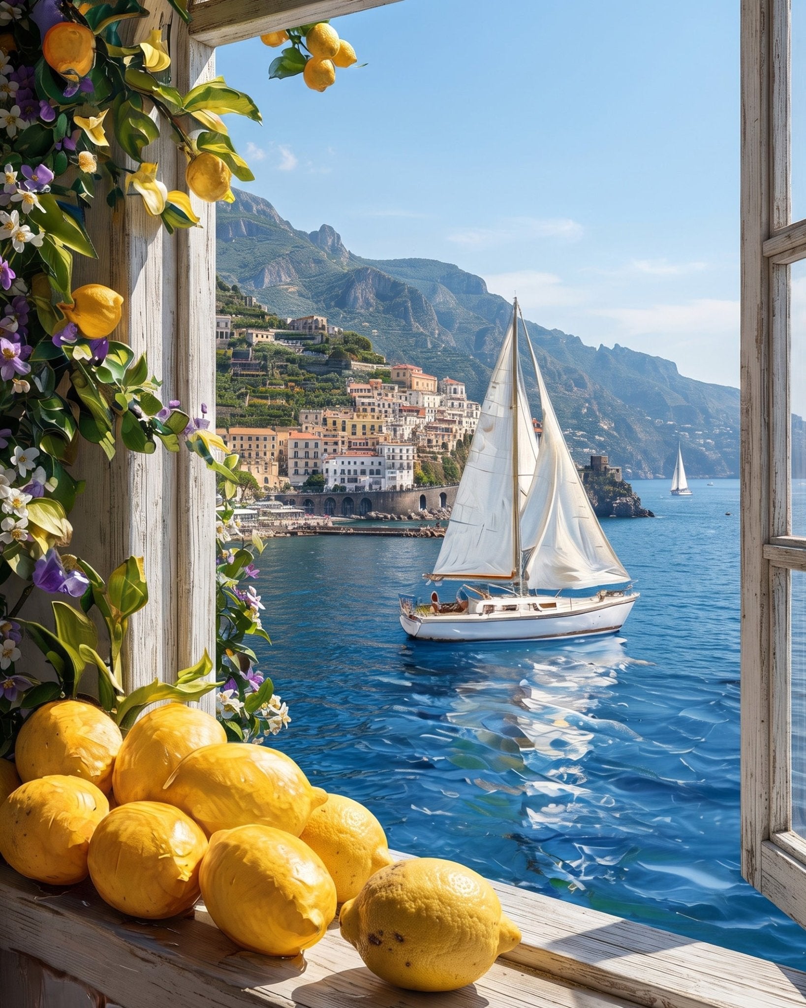 Mediterranean Sailing View - Places - BestPaintByNumbers - Paint by Numbers Custom Kit