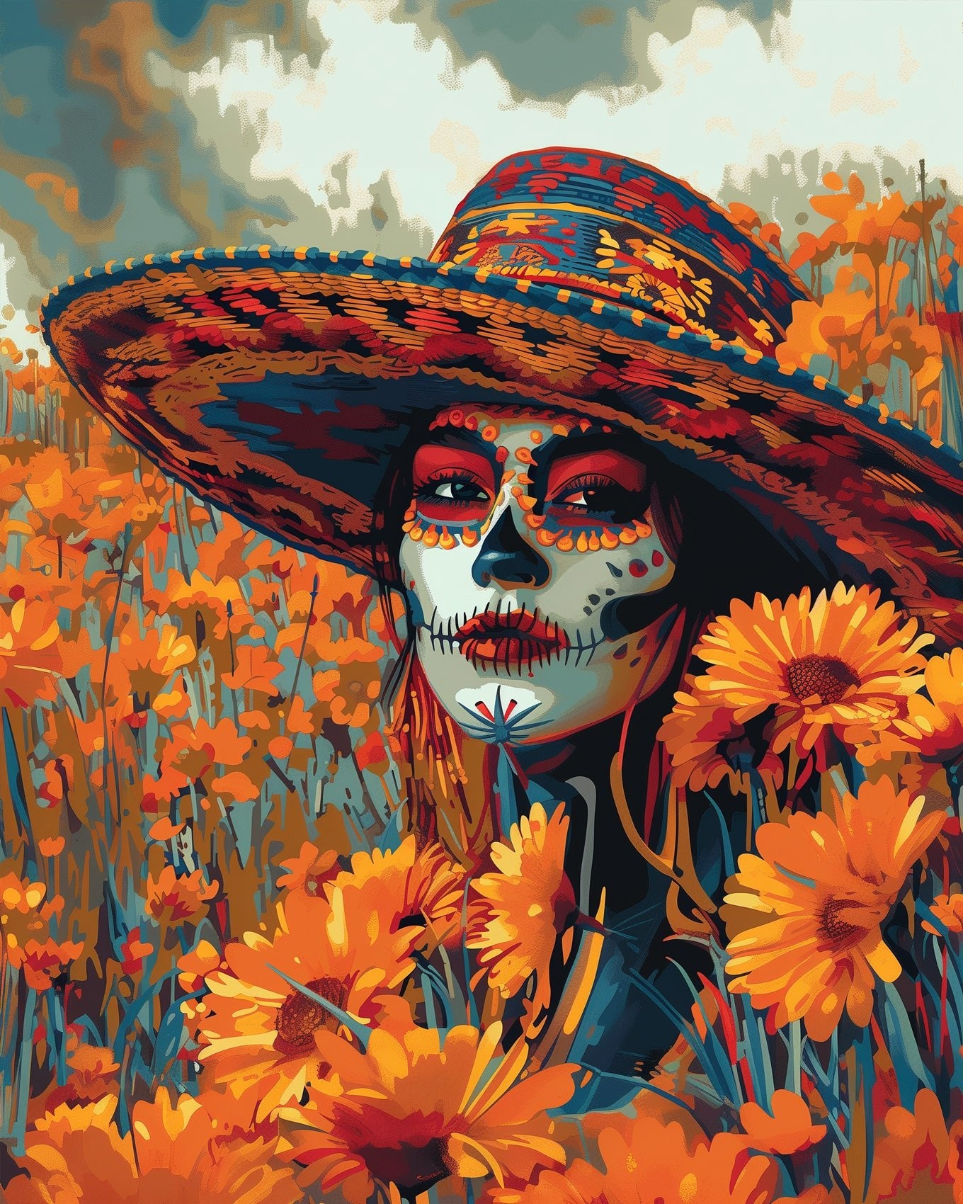 Mexican Flower Person - BestPaintByNumbers - Paint by Numbers Custom Kit