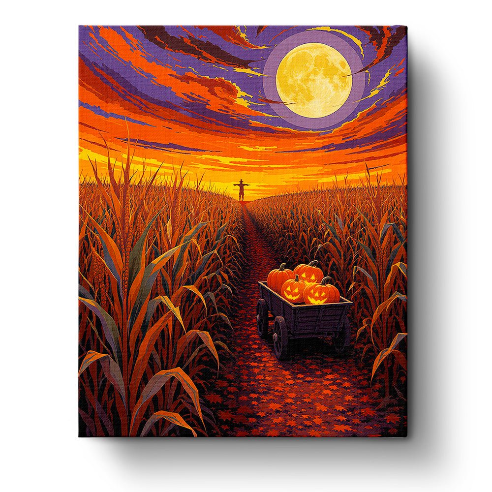 Moonlit Cornfield Adventure - Halloween - BestPaintByNumbers - Paint by Numbers Custom Kit