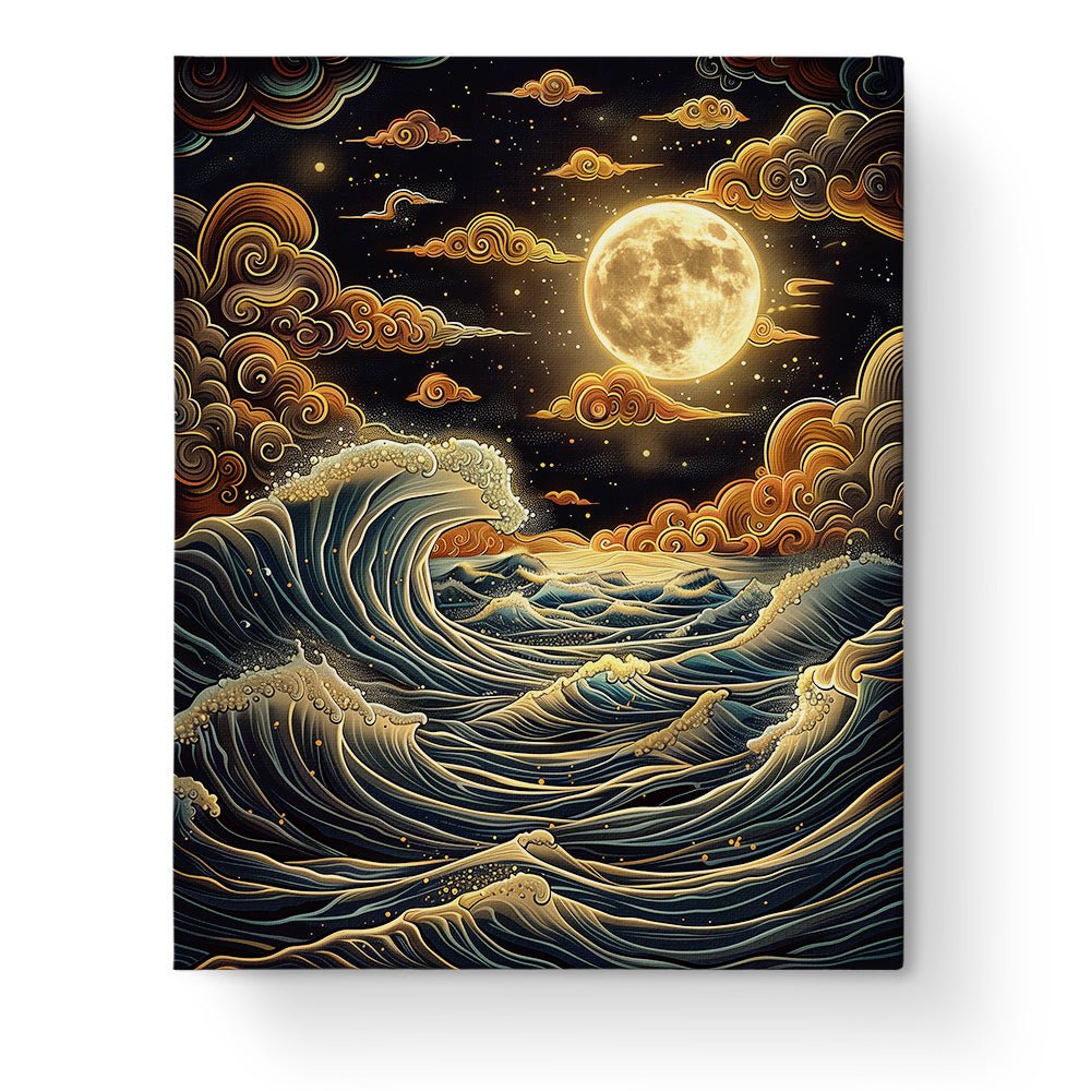 Moonlit Waves - Sea Landscape - BestPaintByNumbers - Paint by Numbers Custom Kit