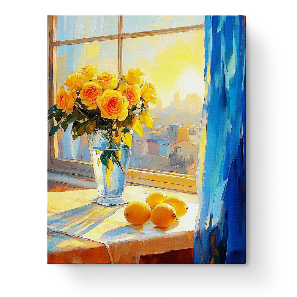 Morning Roses and Citrus - Still Life - BestPaintByNumbers - Paint by Numbers Custom Kit