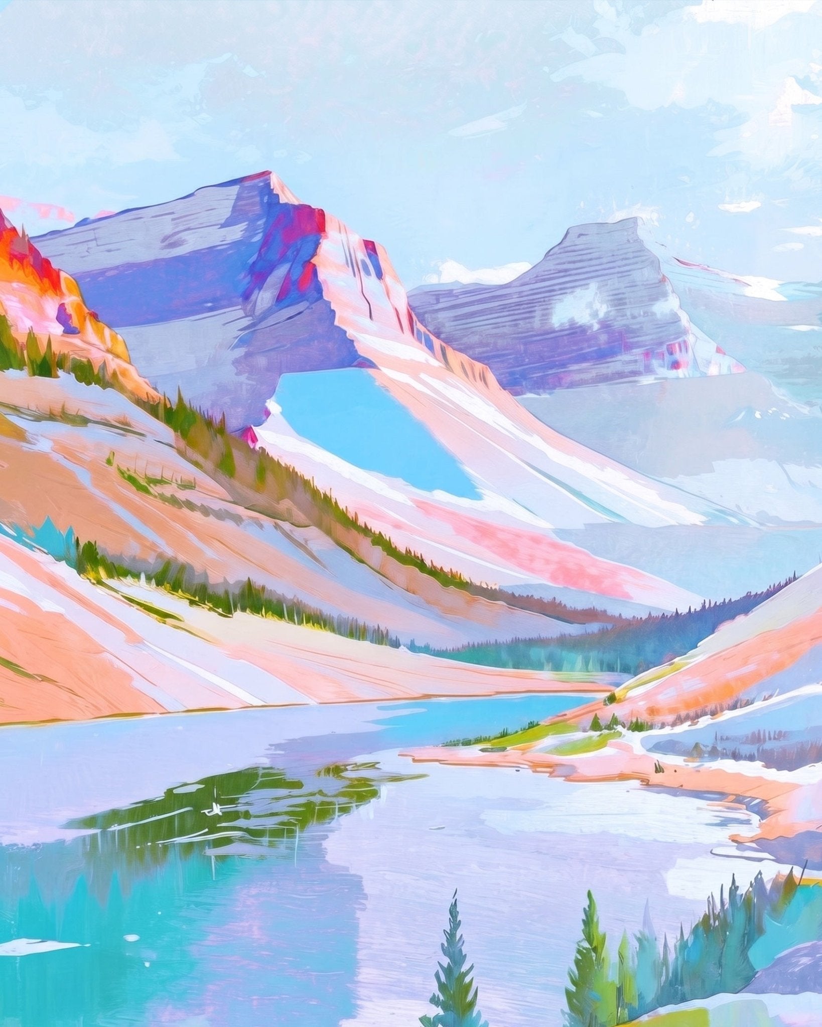 Mountain Reflection in Serenity - Landscape - BestPaintByNumbers - Paint by Numbers Custom Kit
