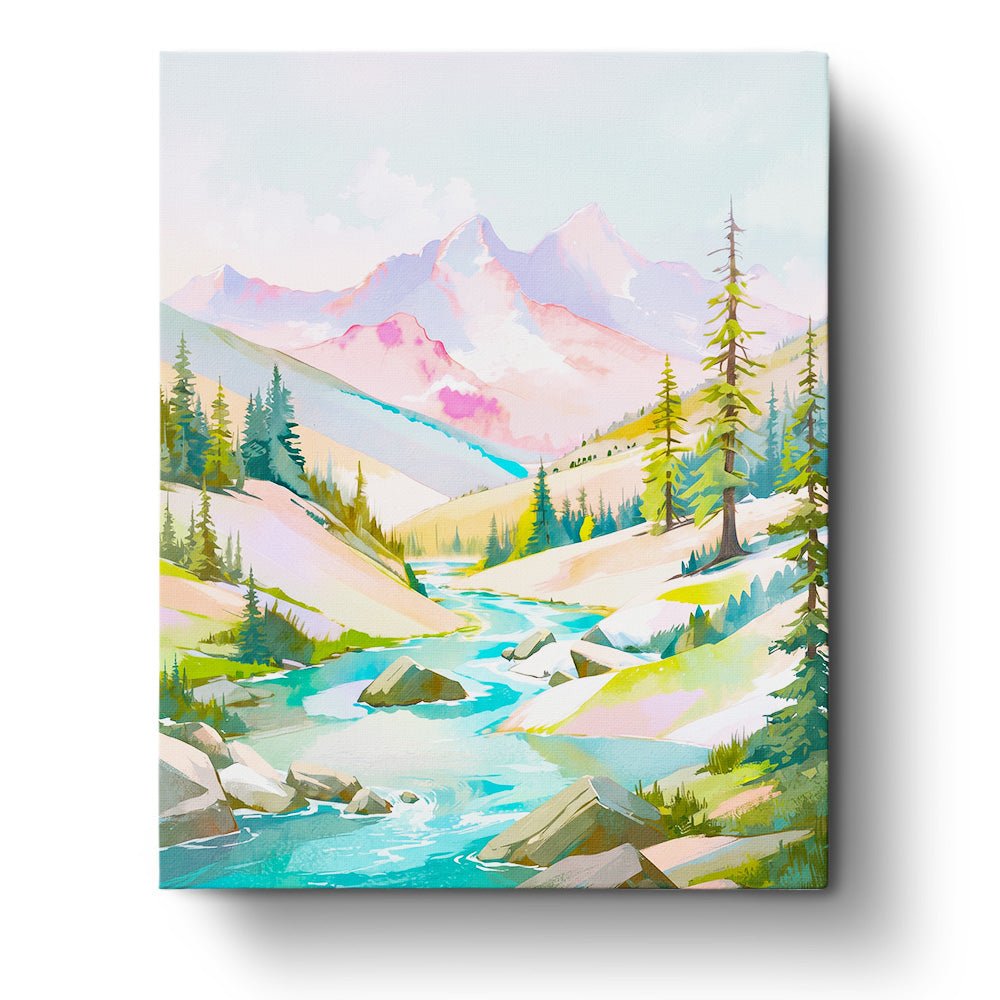 Mountain Stream Serenity - Landscape - BestPaintByNumbers - Paint by Numbers Custom Kit