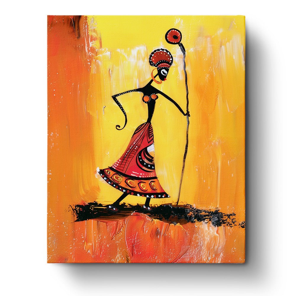 Mystical African Woman with Enchanted Staff - BestPaintByNumbers - Paint by Numbers Custom Kit