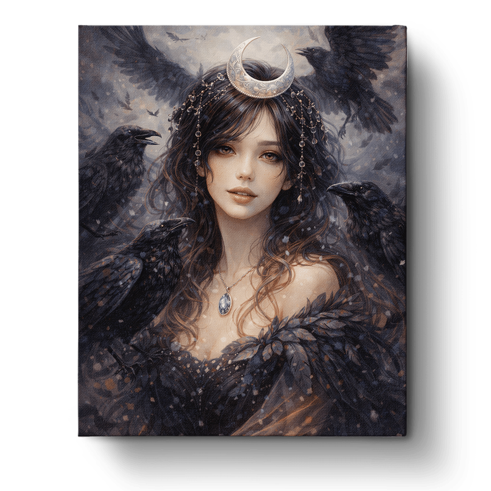 Mystical Raven Woman - Floral Women - BestPaintByNumbers - Paint by Numbers Custom Kit