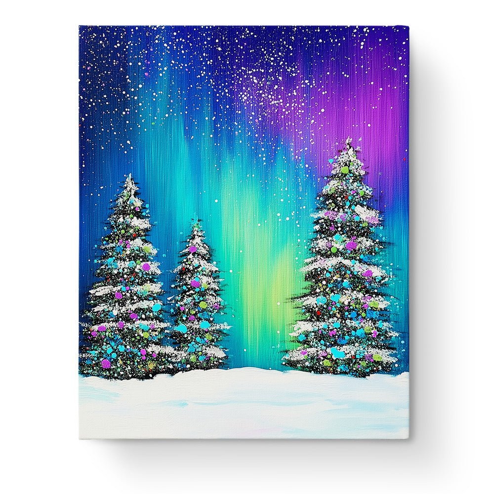 Northern Lights Christmas Trees - Christmas - BestPaintByNumbers - Paint by Numbers Custom Kit