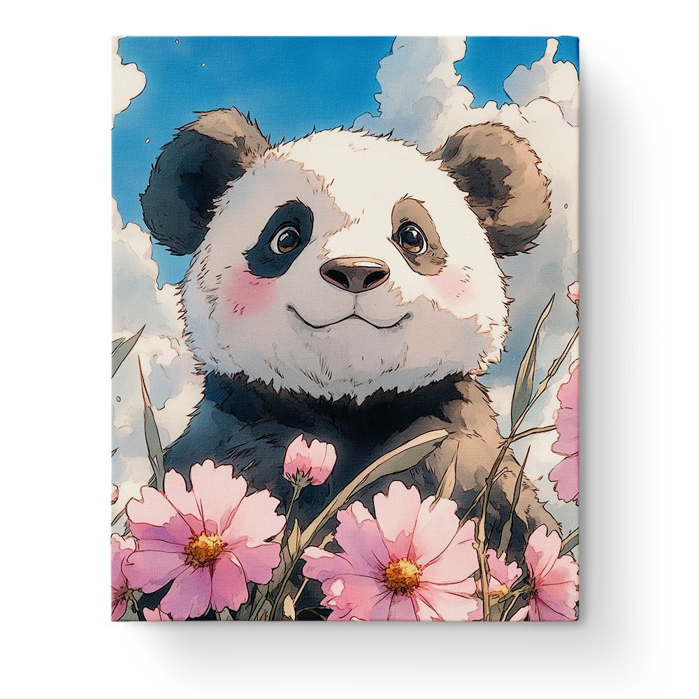 Panda with Blossoms - Asian Art - BestPaintByNumbers - Paint by Numbers Custom Kit