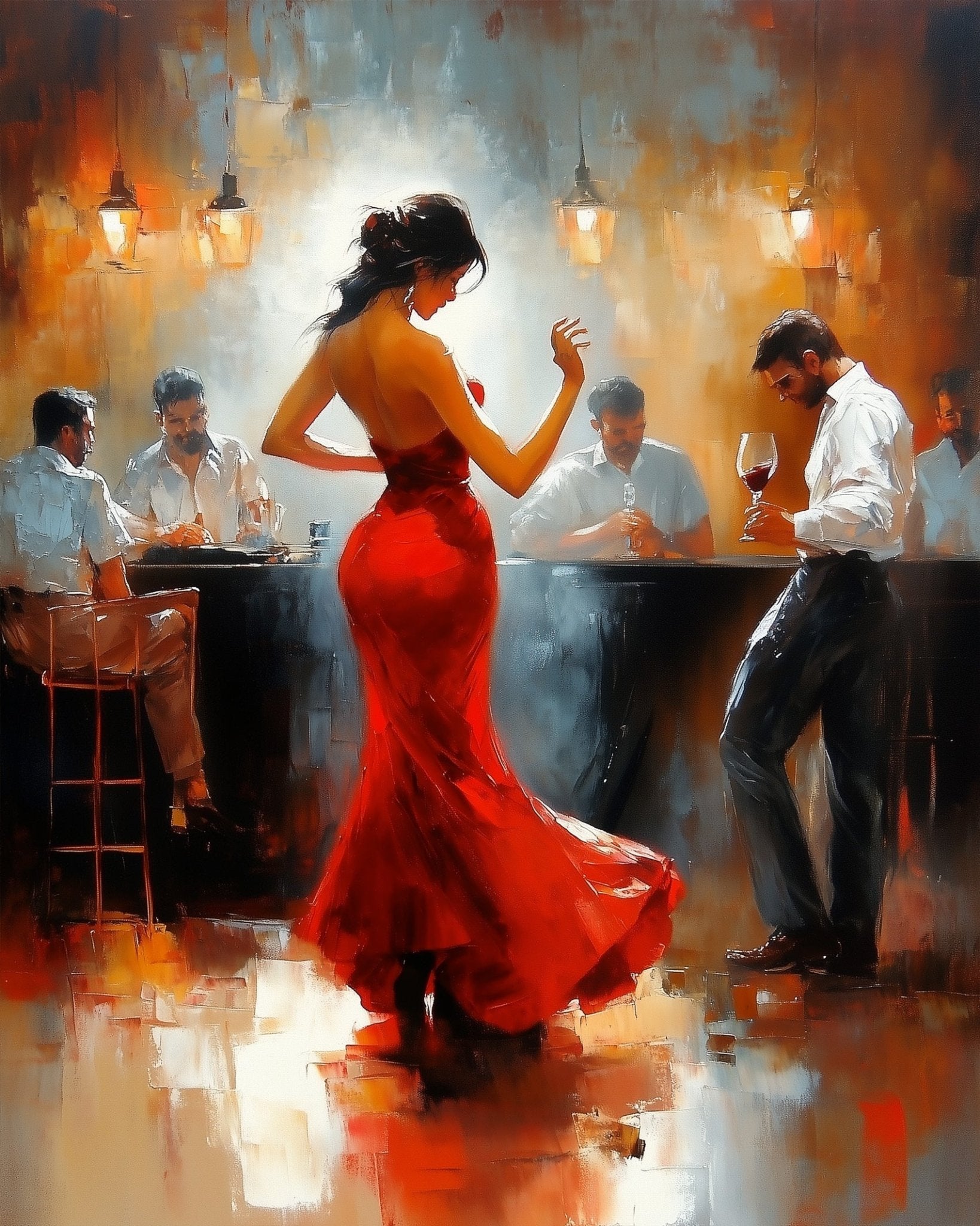 Passionate Dance in Red - Dance - BestPaintByNumbers - Paint by Numbers Custom Kit