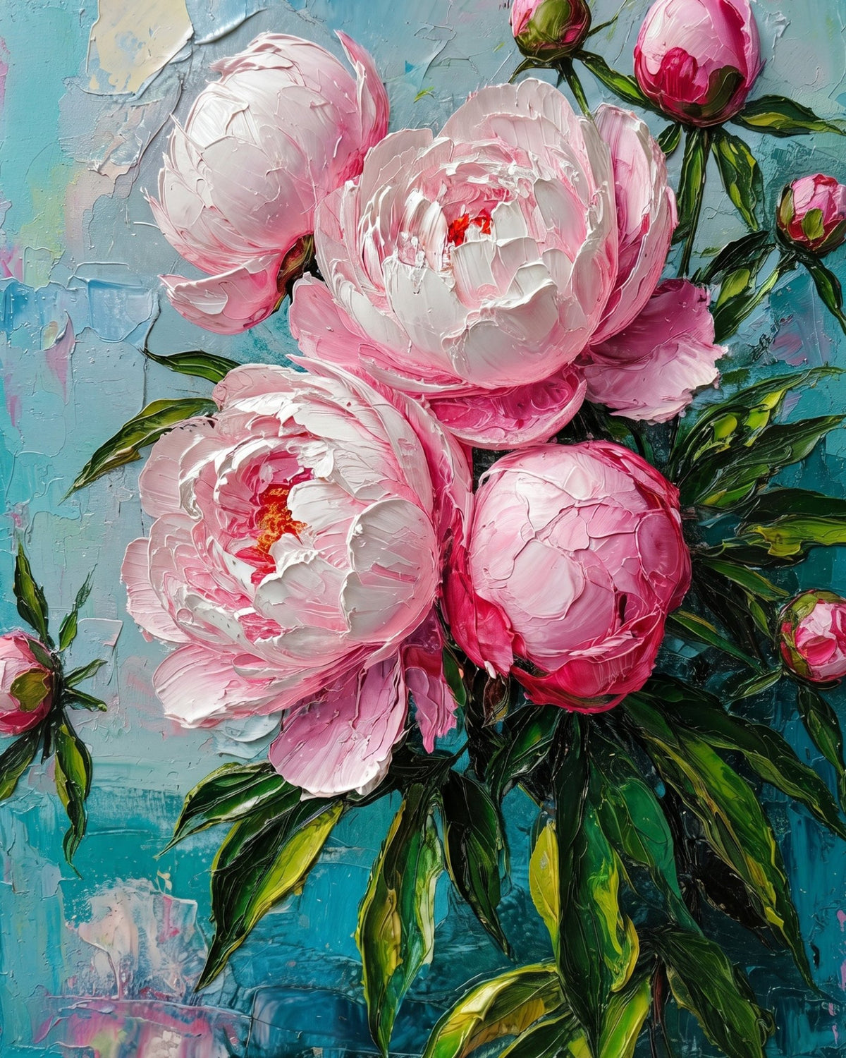 Peony Blooms - Flowers - BestPaintByNumbers - Paint by Numbers Custom Kit