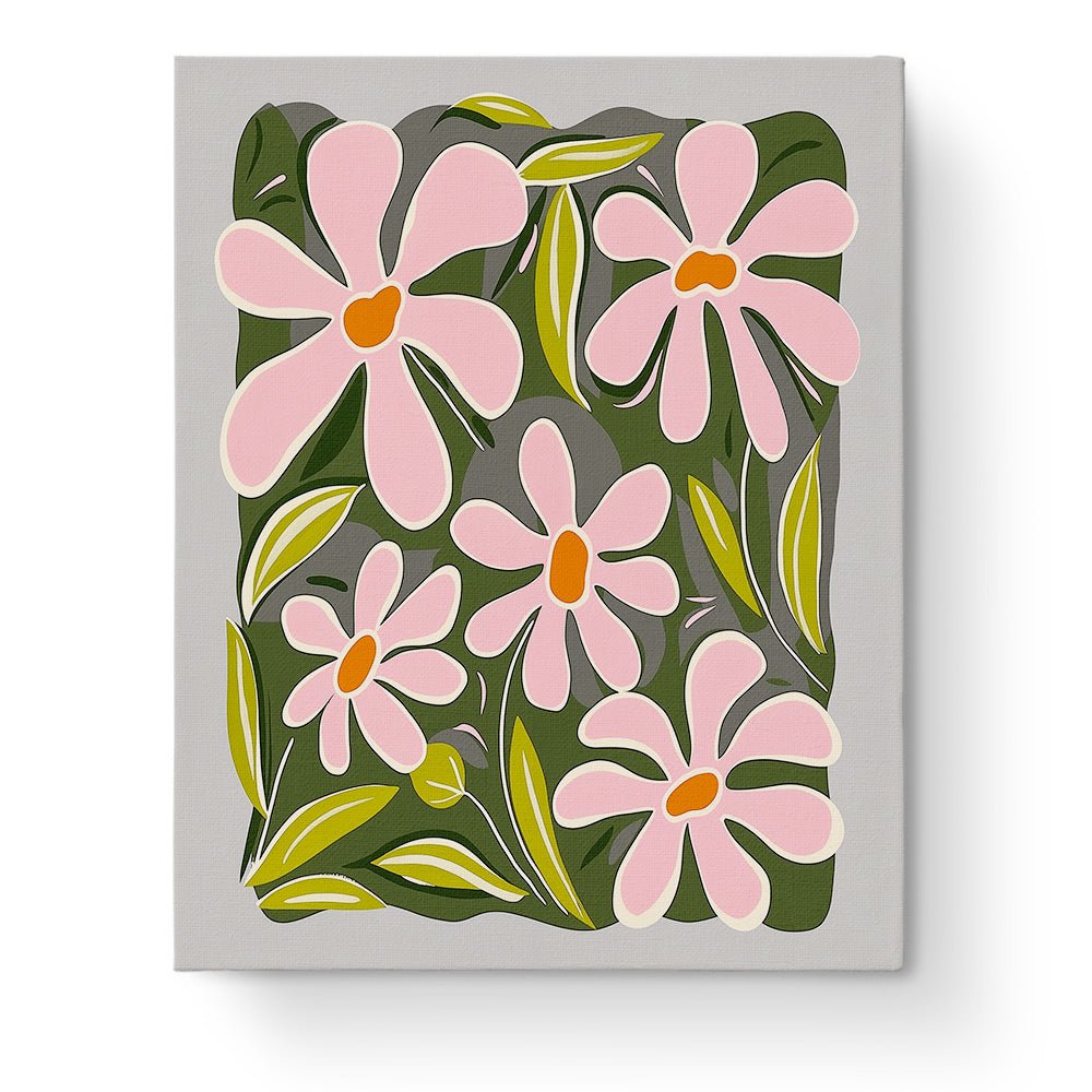 Pink Floral Harmony - Minimalistic - BestPaintByNumbers - Paint by Numbers Custom Kit