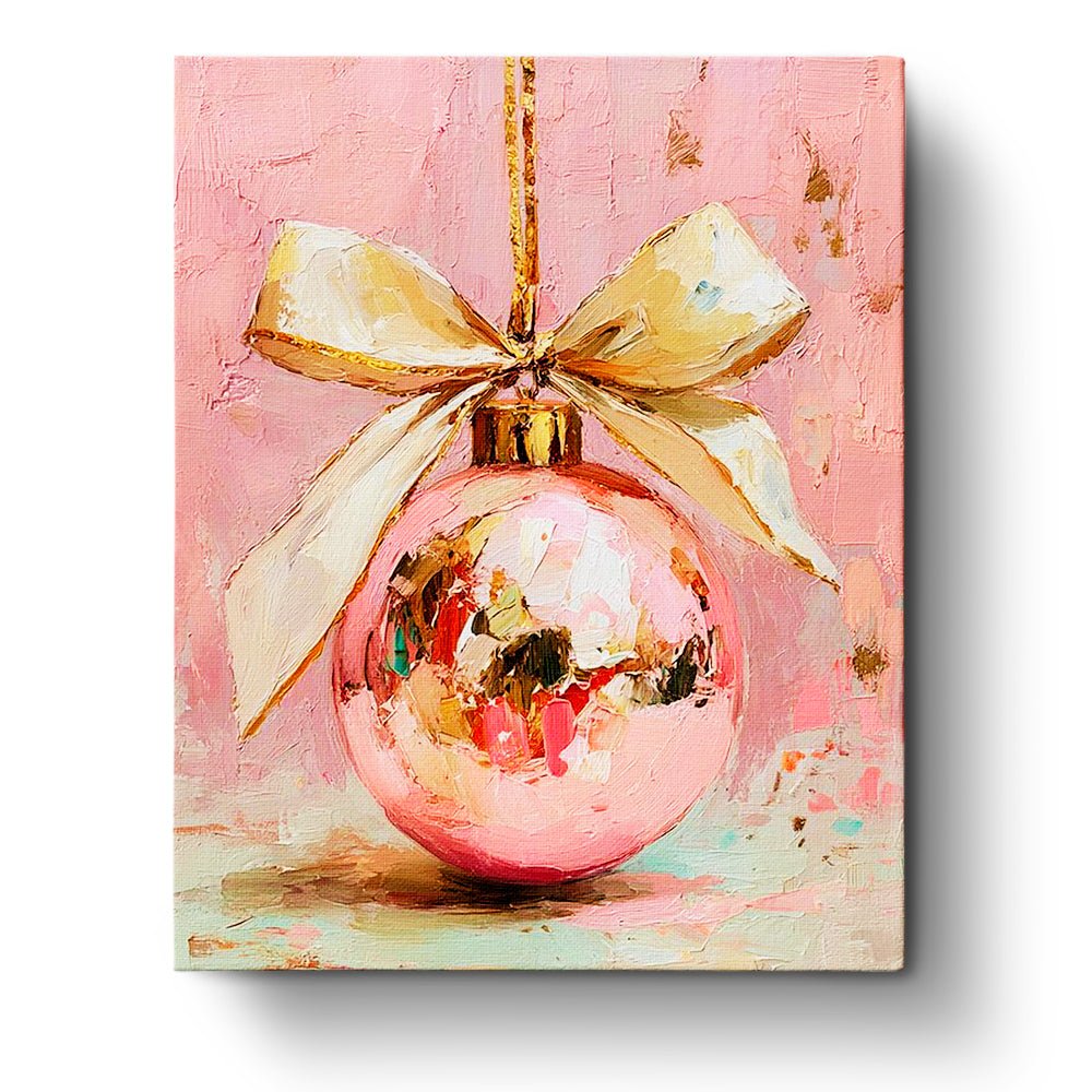 Pink Ornament with Bow - Christmas - BestPaintByNumbers - Paint by Numbers Custom Kit