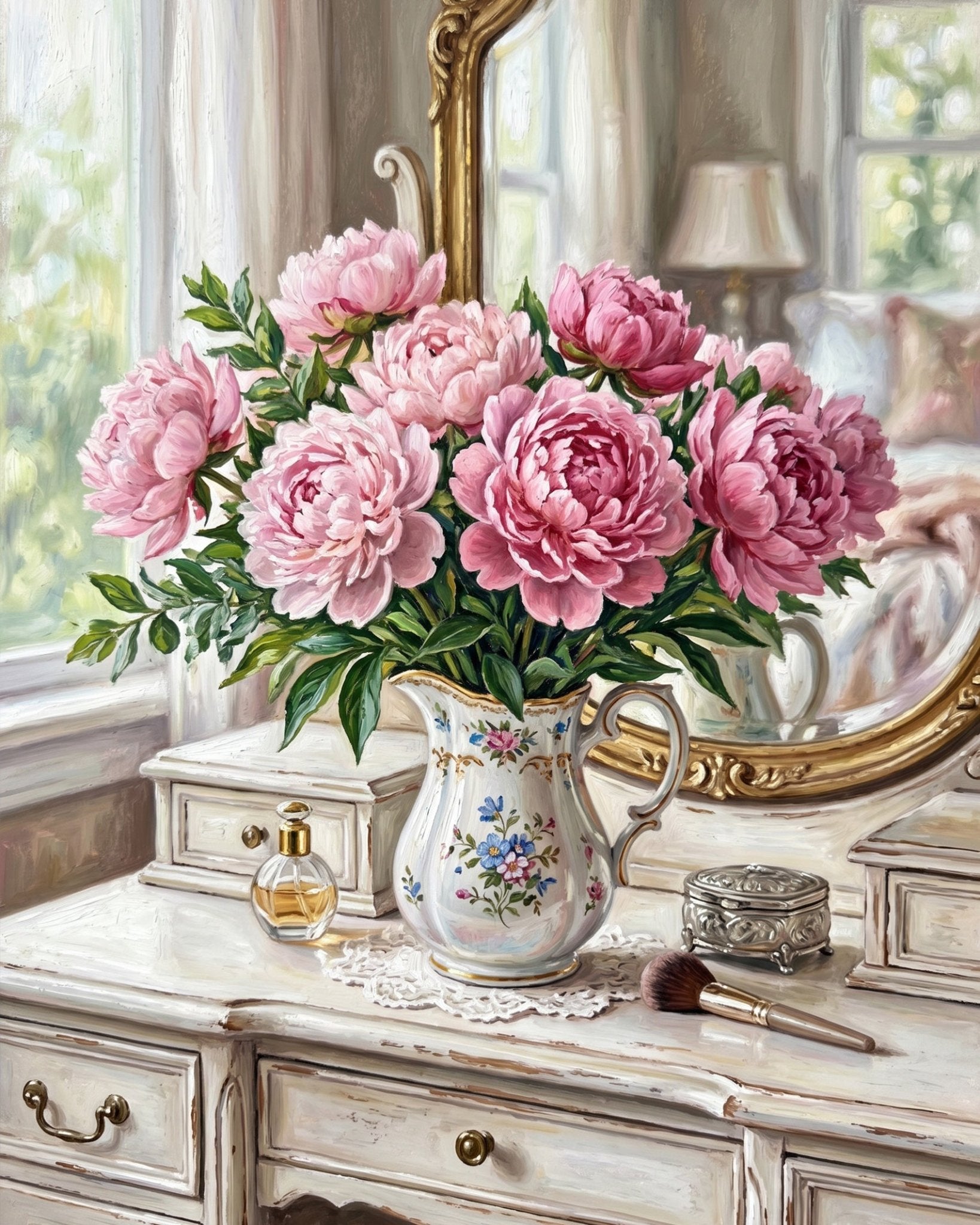 Pink Peonies in Vase - Flowers - BestPaintByNumbers - Paint by Numbers Custom Kit