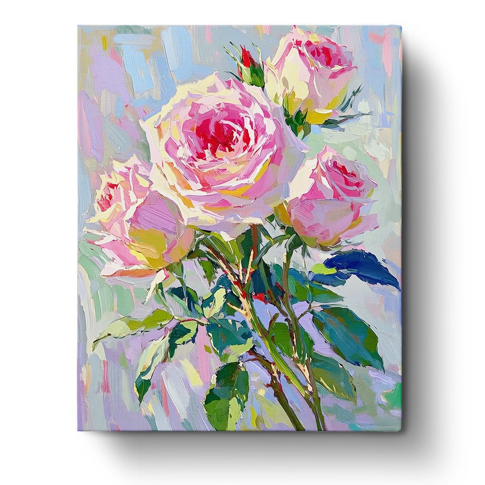 Pink Roses Impression - Flowers - BestPaintByNumbers - Paint by Numbers Custom Kit
