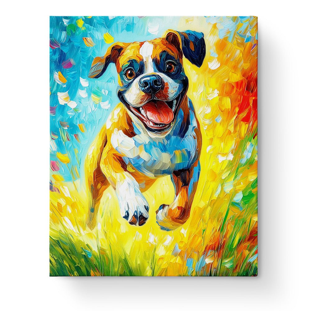 Playful Puppy in Field - Dogs - BestPaintByNumbers - Paint by Numbers Custom Kit