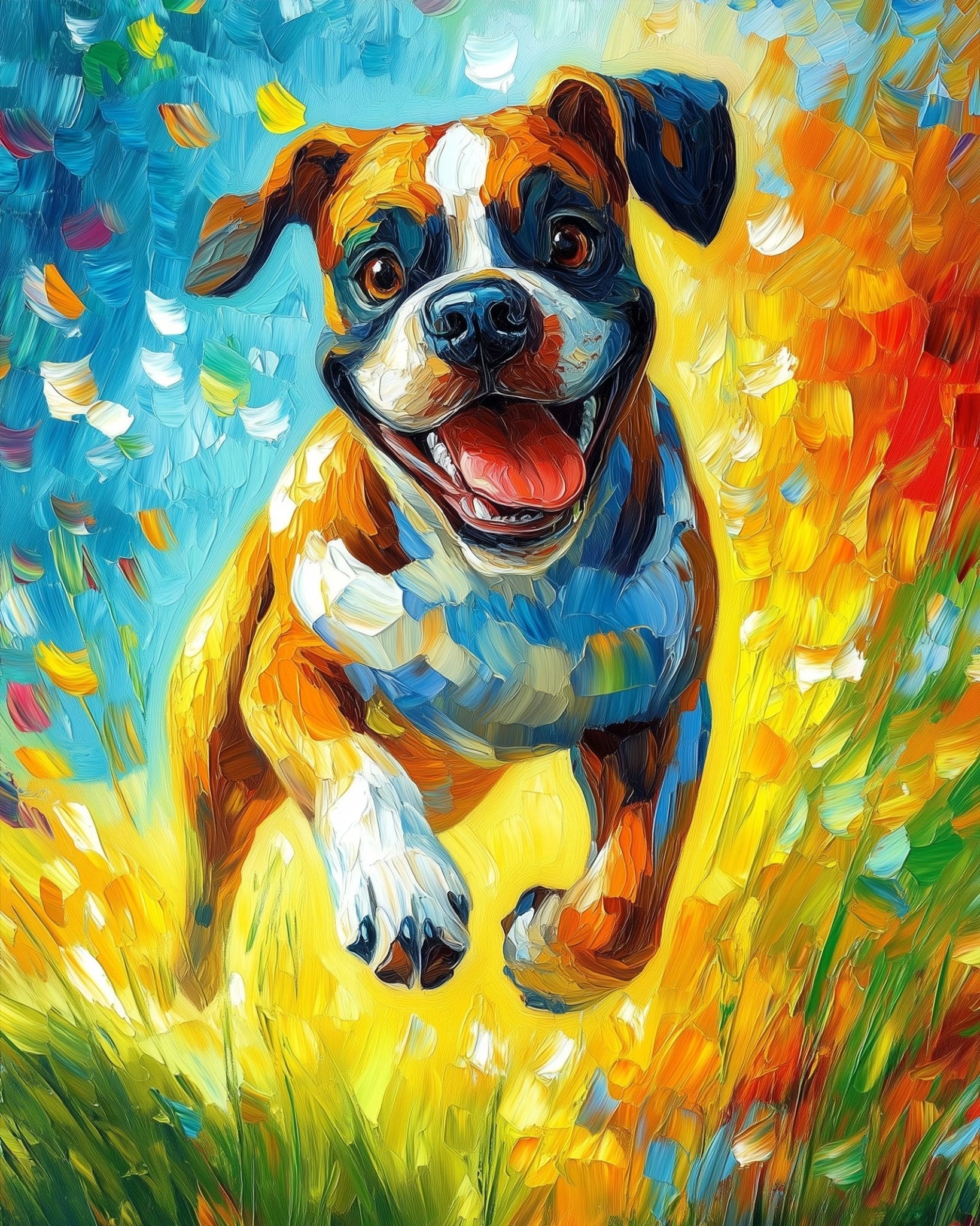 Playful Puppy in Field - Dogs - BestPaintByNumbers - Paint by Numbers Custom Kit