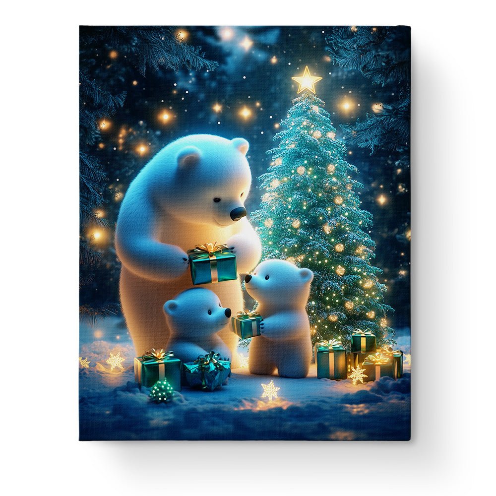 Polar Bears' Festive Night - Christmas - BestPaintByNumbers - Paint by Numbers Custom Kit