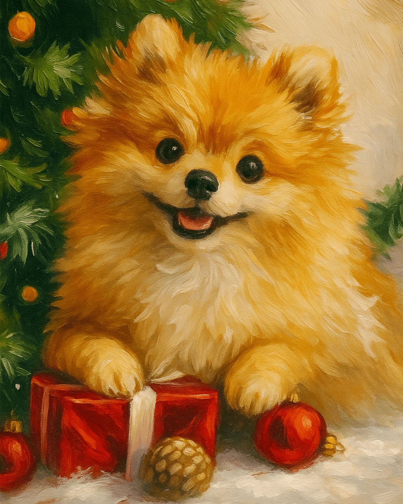 Pomeranian Joyful Moments - Christmas - BestPaintByNumbers - Paint by Numbers Custom Kit