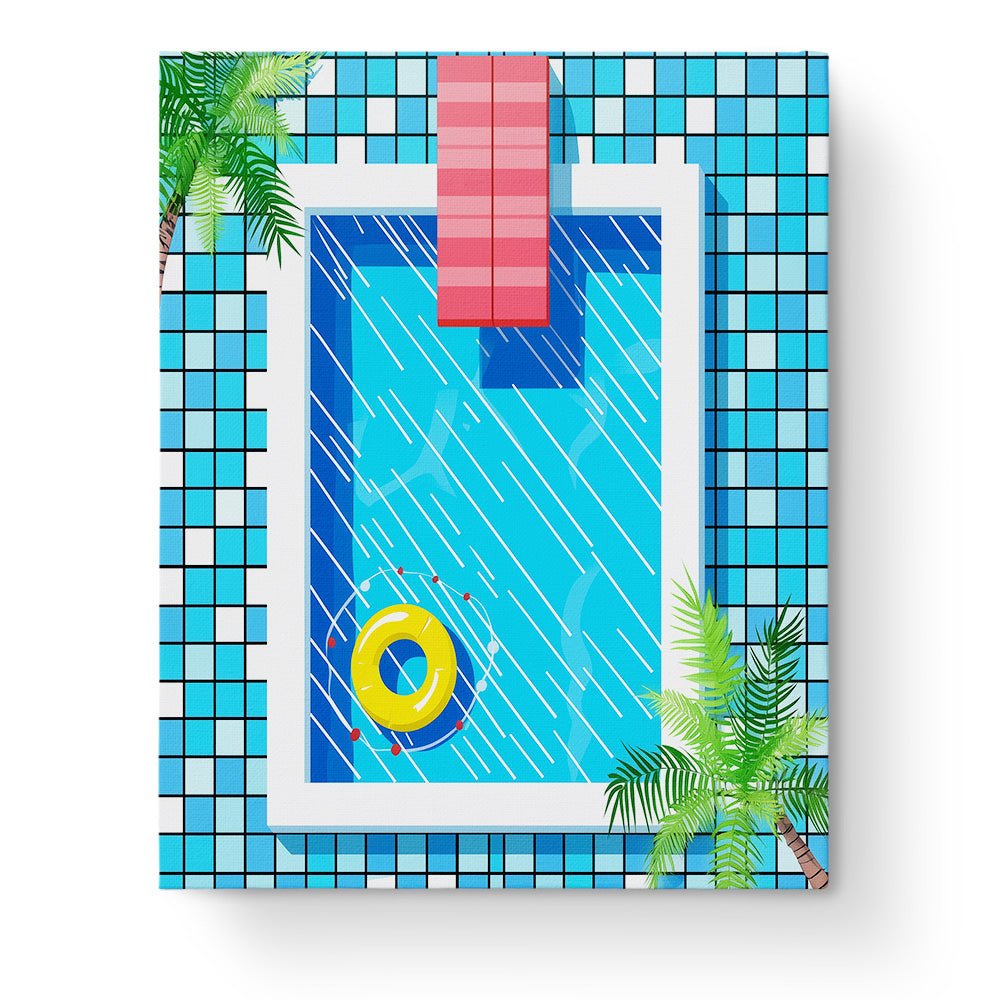 Poolside Sunshine Retreat - Minimalistic - BestPaintByNumbers - Paint by Numbers Custom Kit