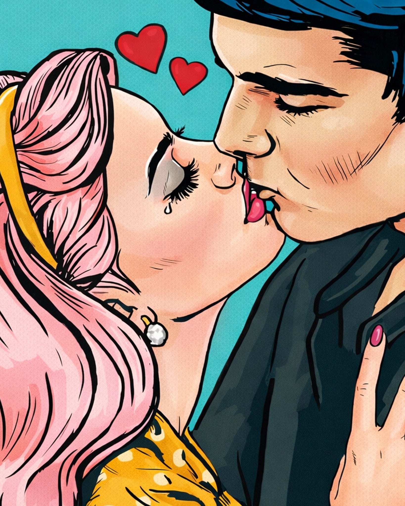 Pop Art Kiss - Romance - BestPaintByNumbers - Paint by Numbers Custom Kit