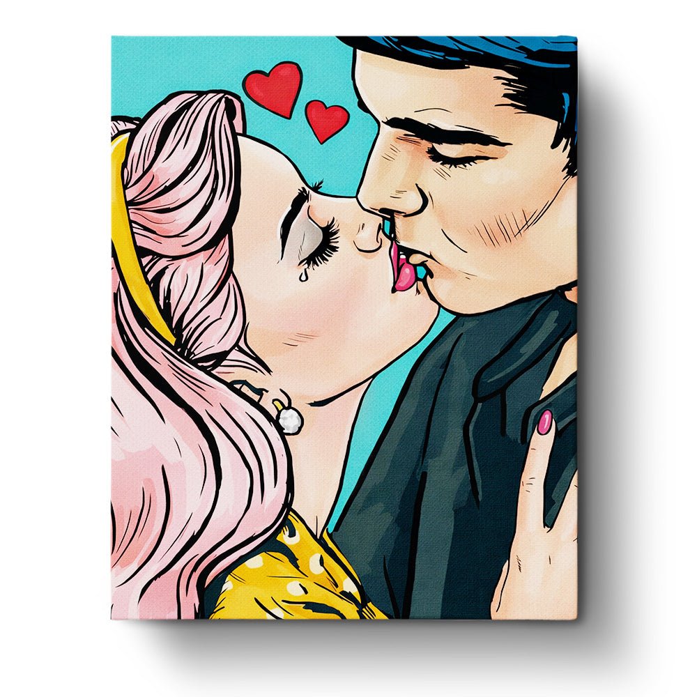 Pop Art Kiss - Romance - BestPaintByNumbers - Paint by Numbers Custom Kit