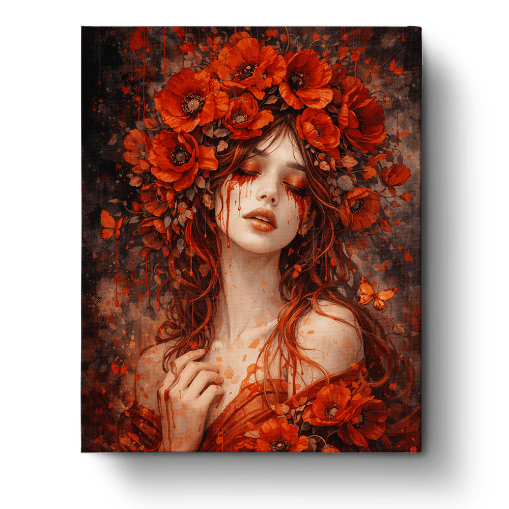 Poppies Elegance - Floral Women - BestPaintByNumbers - Paint by Numbers Custom Kit