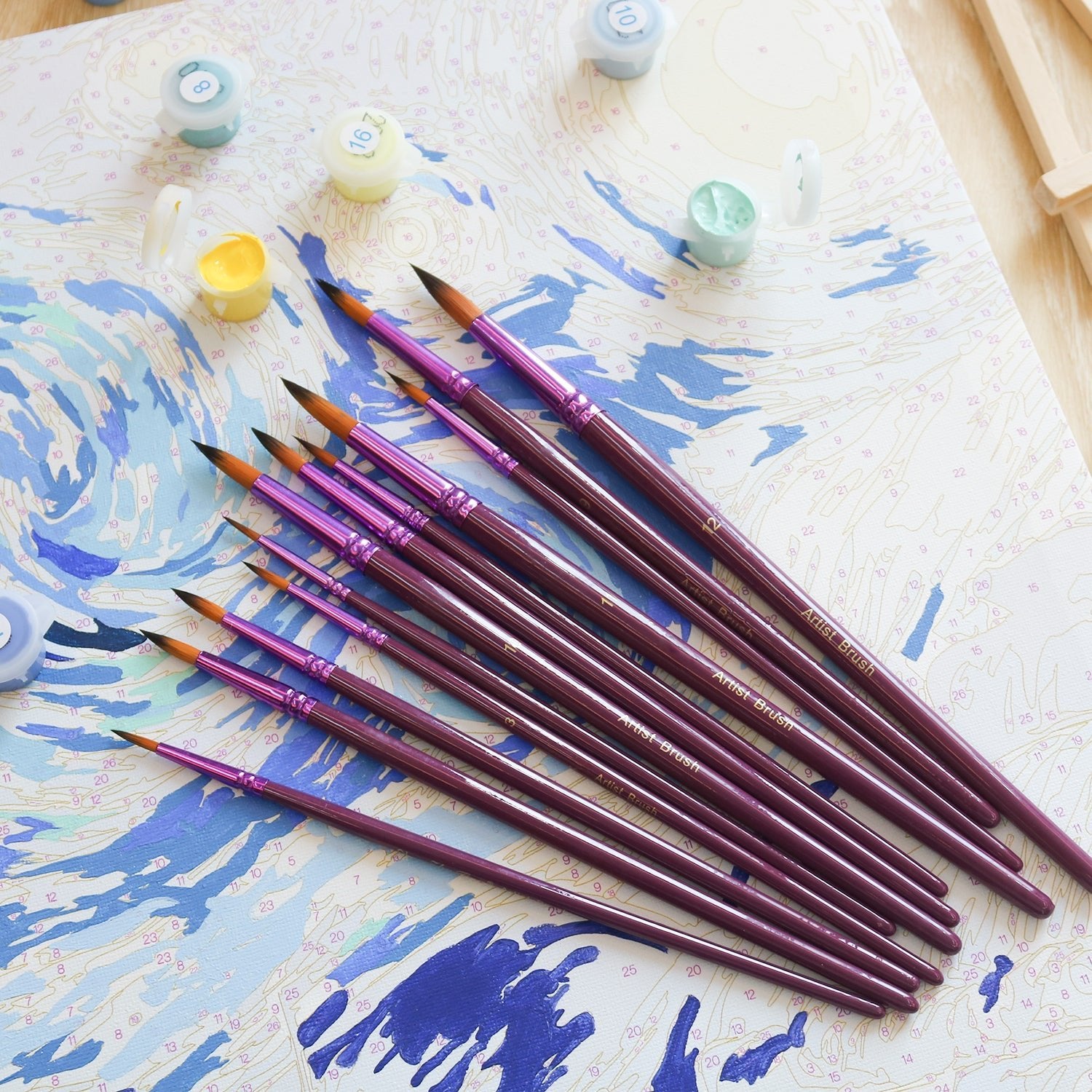 Premium Marker - Style Paint Brushes | 12 - Piece Set - BestPaintByNumbers - Paint by Numbers Custom Kit