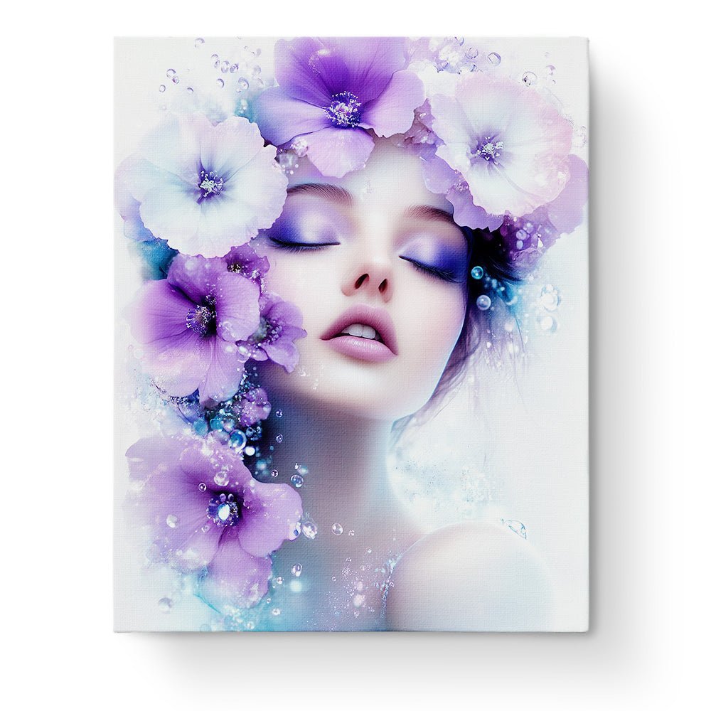 Purple Blossoms Serenity - Floral Women - BestPaintByNumbers - Paint by Numbers Custom Kit