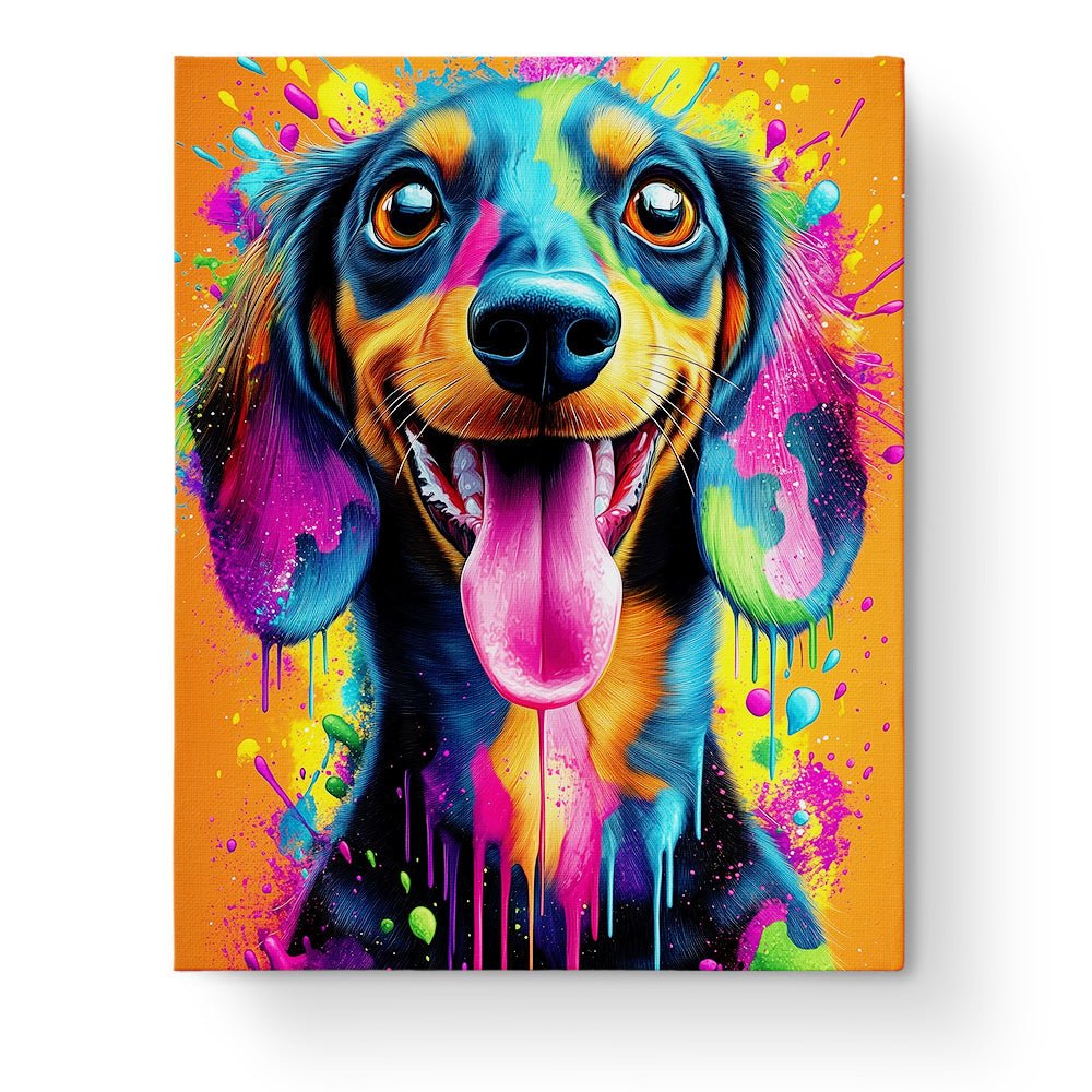 Rainbow Dachshund Delight - Dogs - BestPaintByNumbers - Paint by Numbers Custom Kit