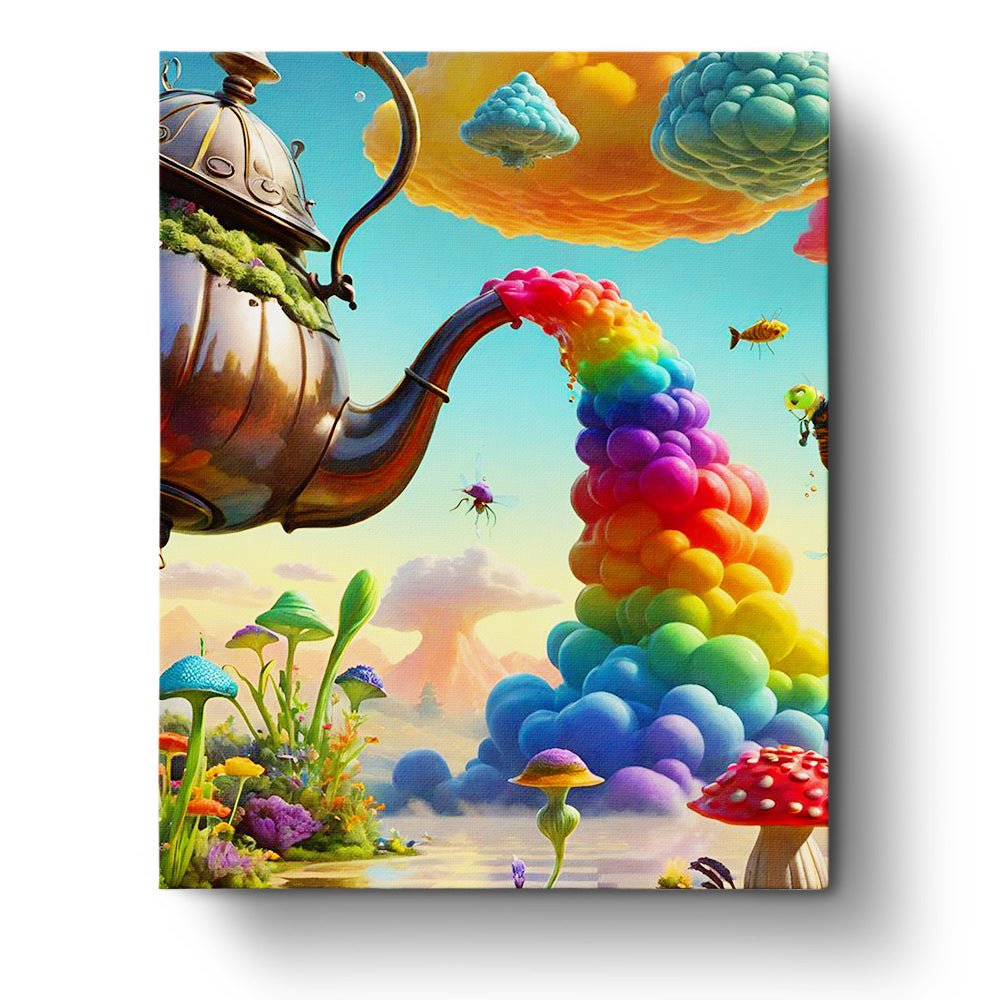 Rainbow Fantasy Teapot - Surrealism - BestPaintByNumbers - Paint by Numbers Custom Kit