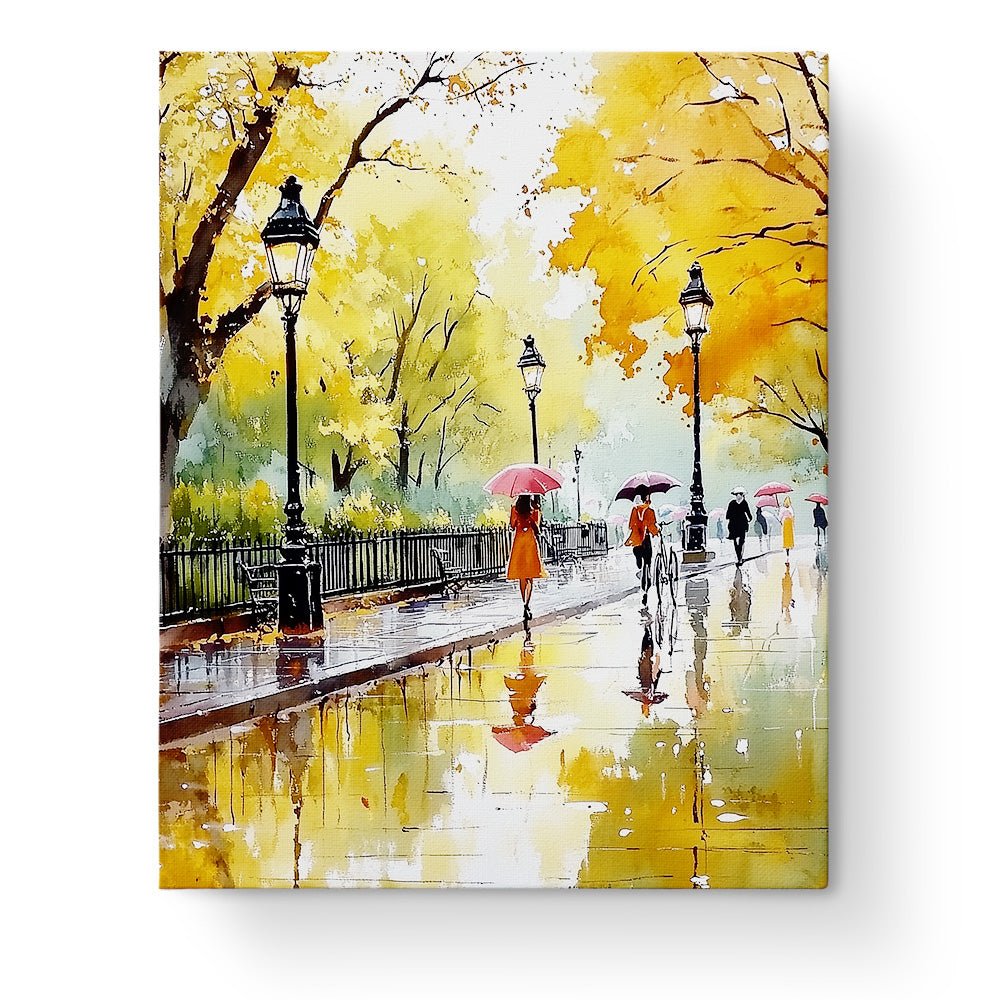 Rainy Stroll in Autumn Park - Impressionist - BestPaintByNumbers - Paint by Numbers Custom Kit