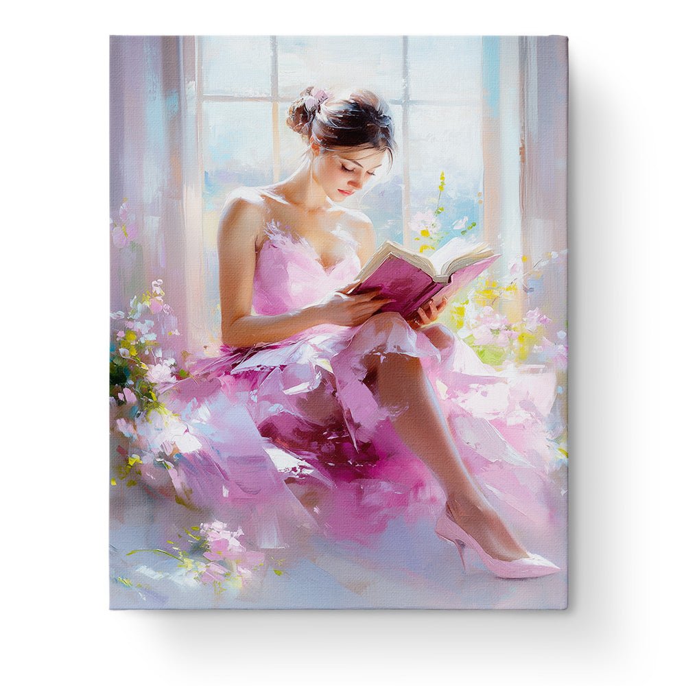 Reading in Pink Dress - Impressionist - Fixed Kits - Paint By Numbers Kit