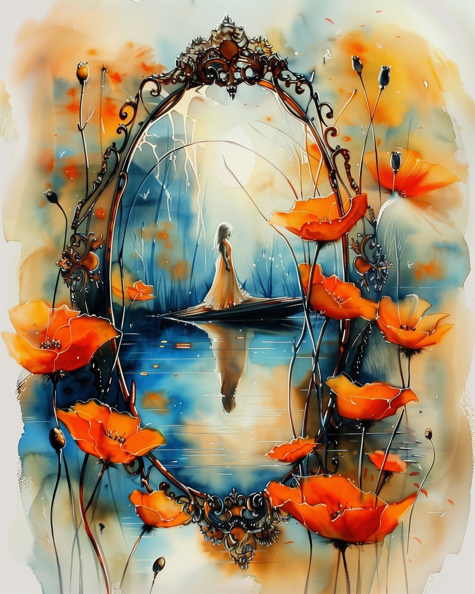 Reflection on Tranquil Waters - Bohemian Vibes - BestPaintByNumbers - Paint by Numbers Custom Kit